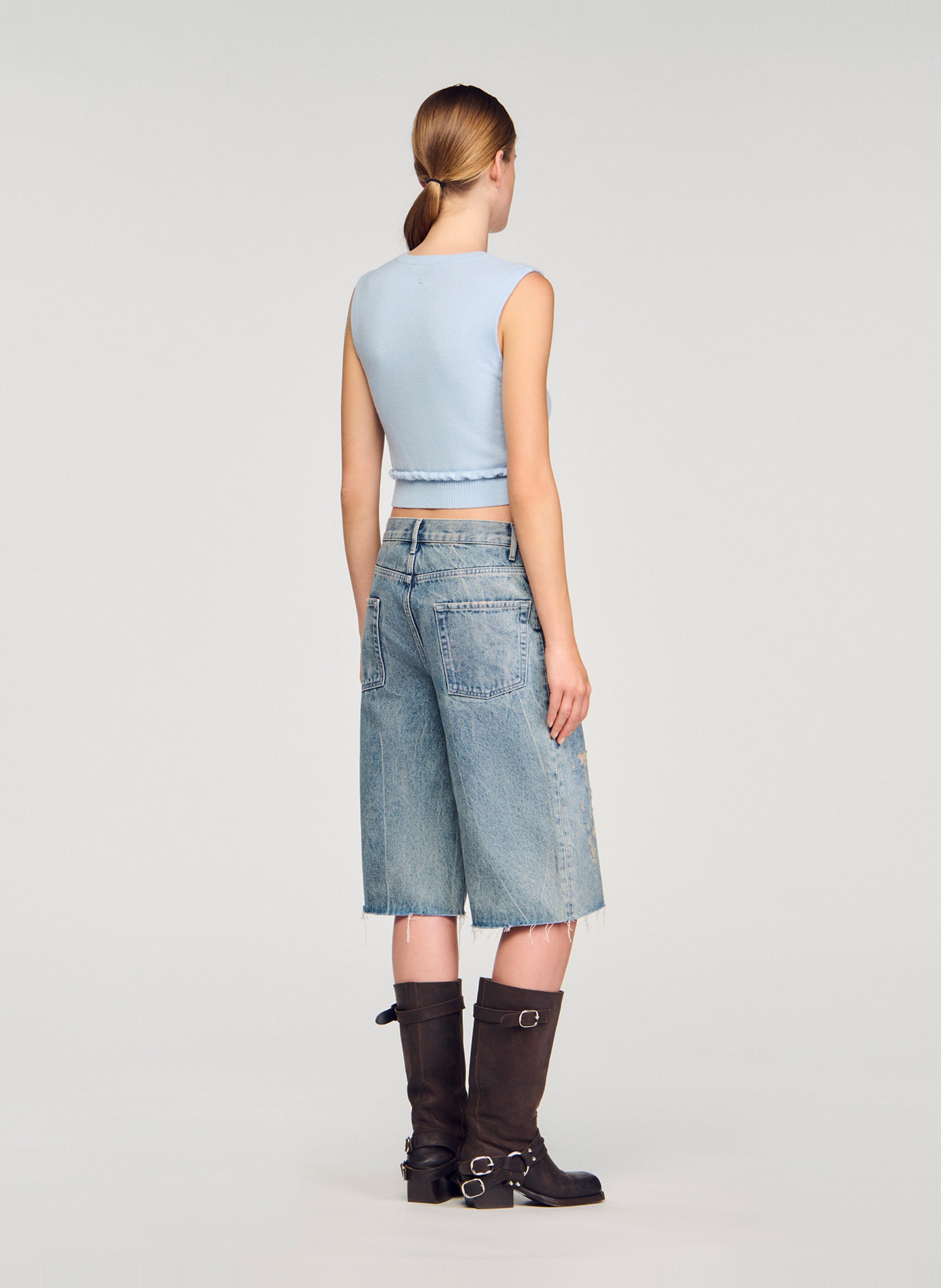 Wollen top met ronde hals SANDRO Blauw