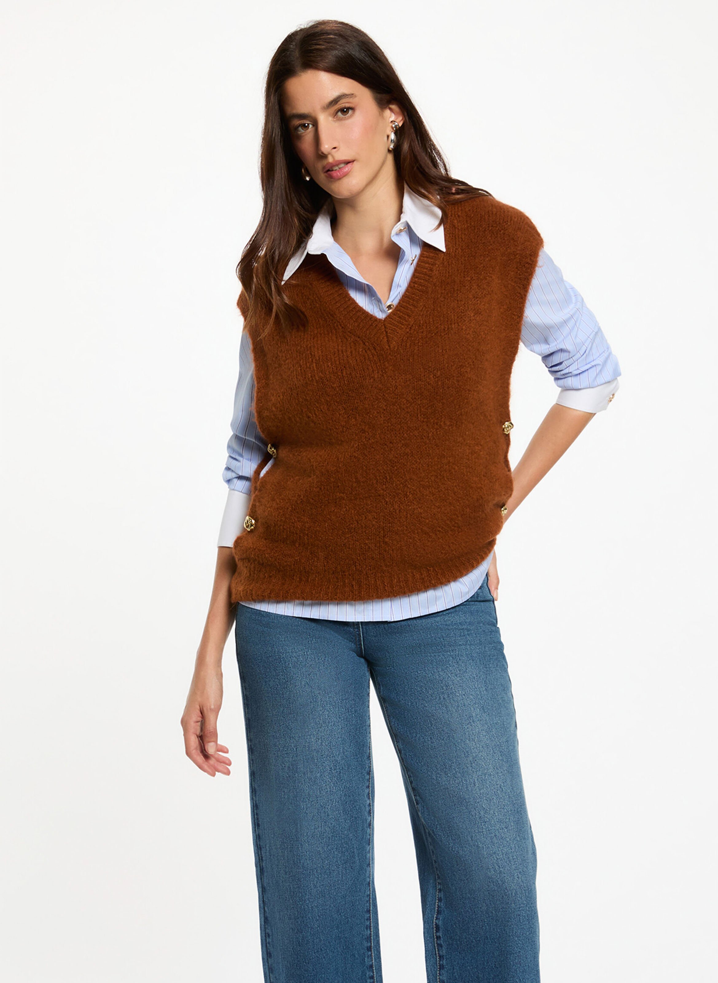 Pull col V  MORGAN Marron