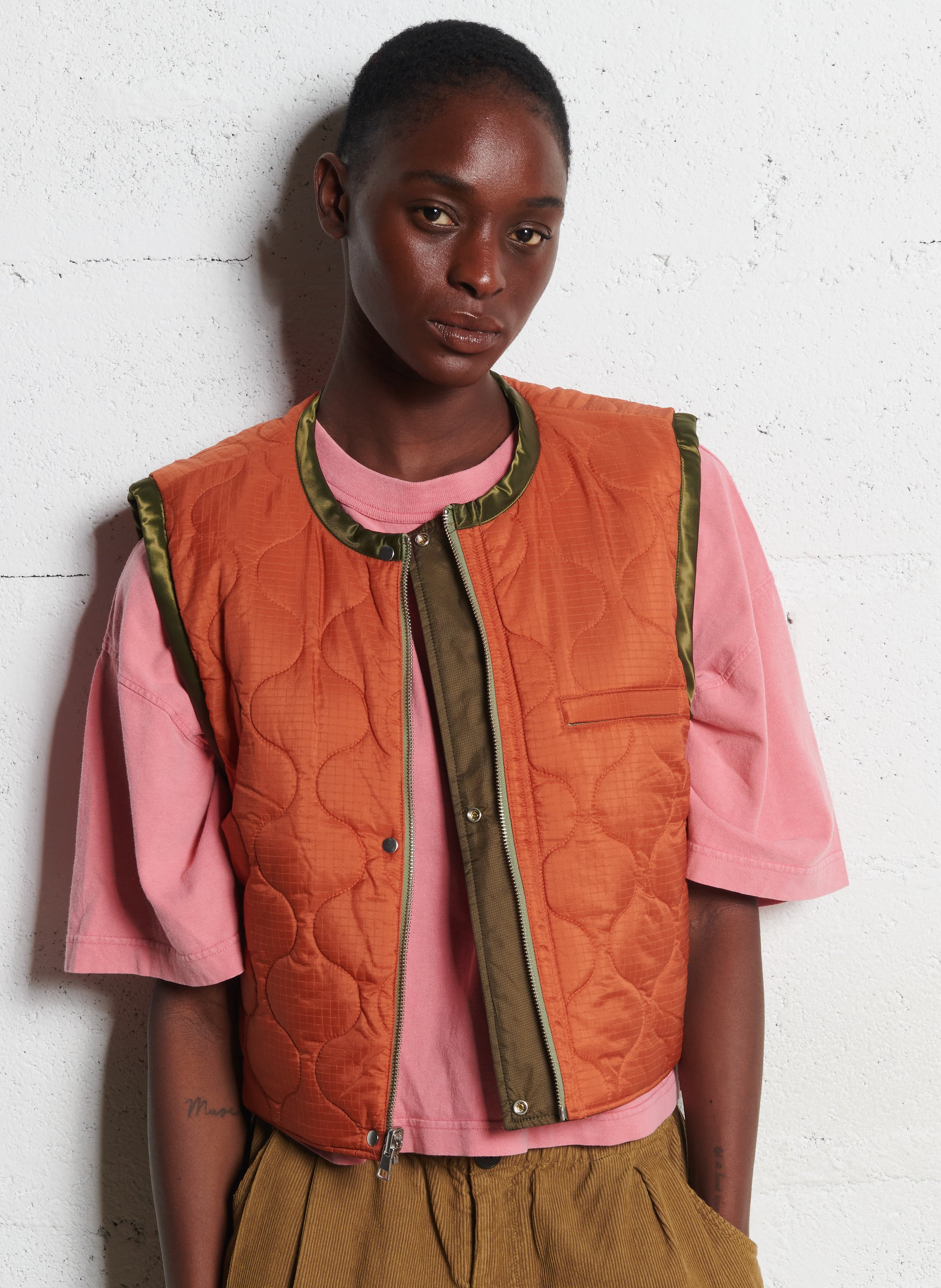 Jas met ronde hals en twee materialen BELLEROSE Grijs