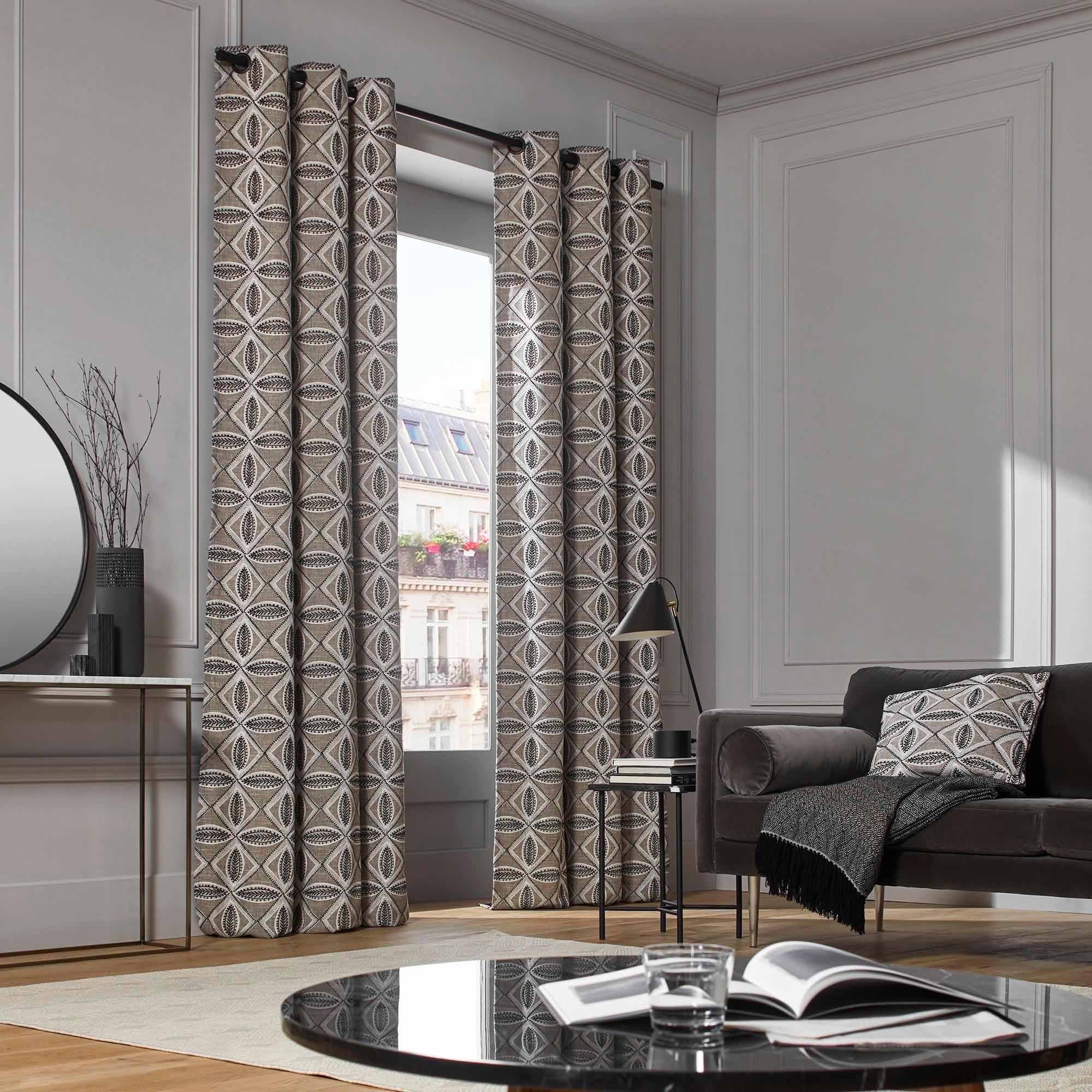 ARDECO - Cotton lined curtain with black eyelets MADURA Beige