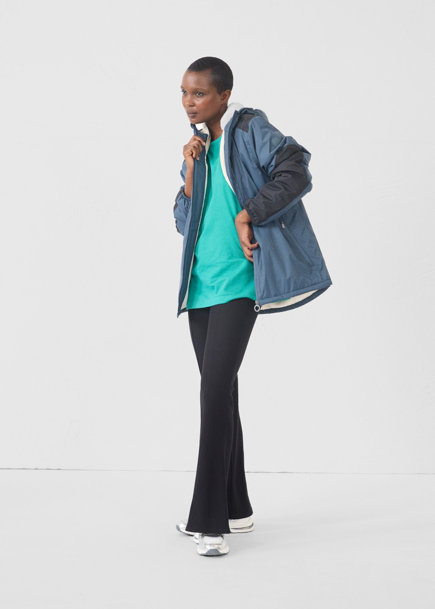 Blue stone dippen sherpa waterproof coat Blue