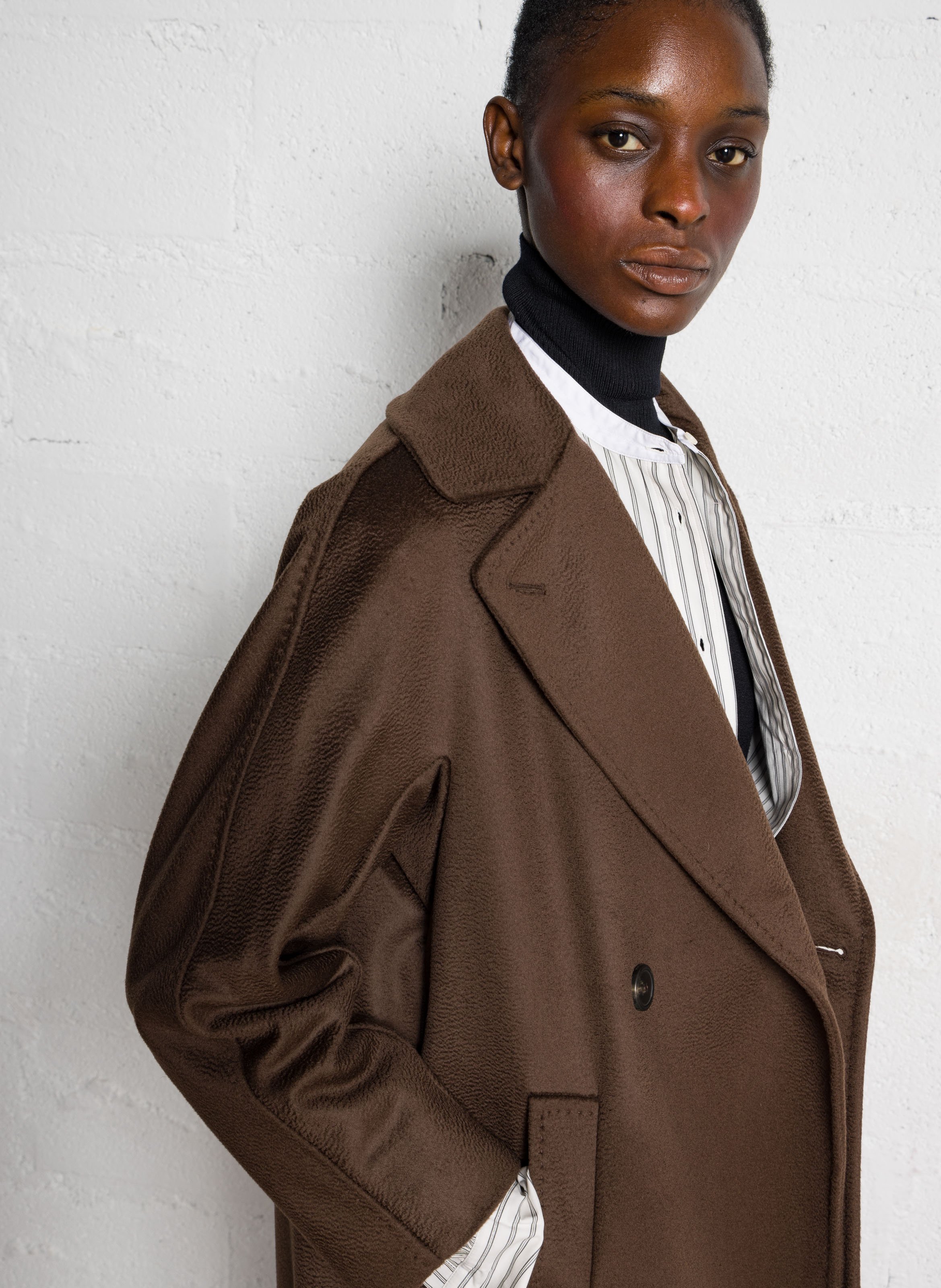 Manteau col tailleur en laine MAX MARA WEEK END Marron