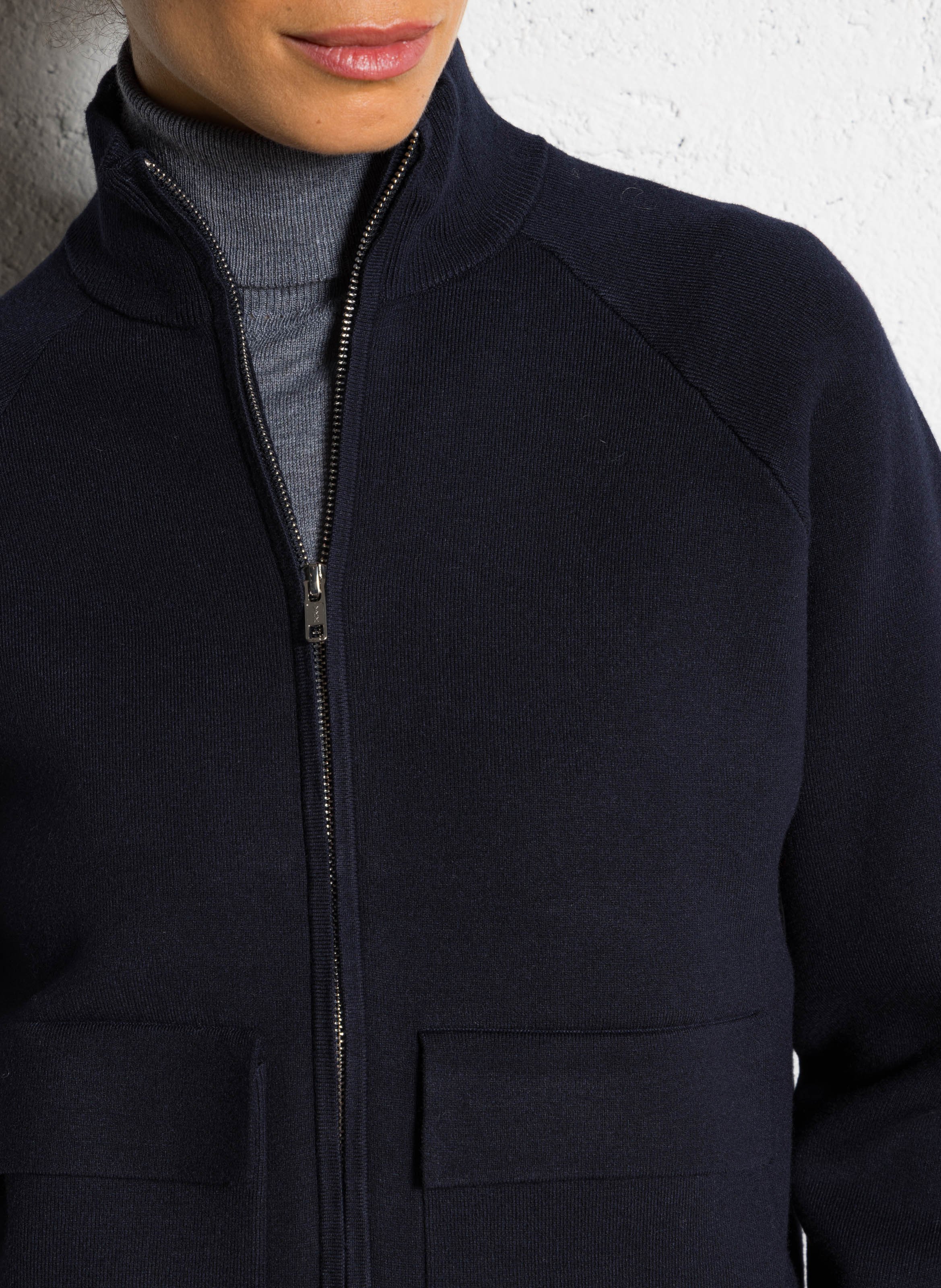 Solid straight zippered vest MAISON 123 Blue