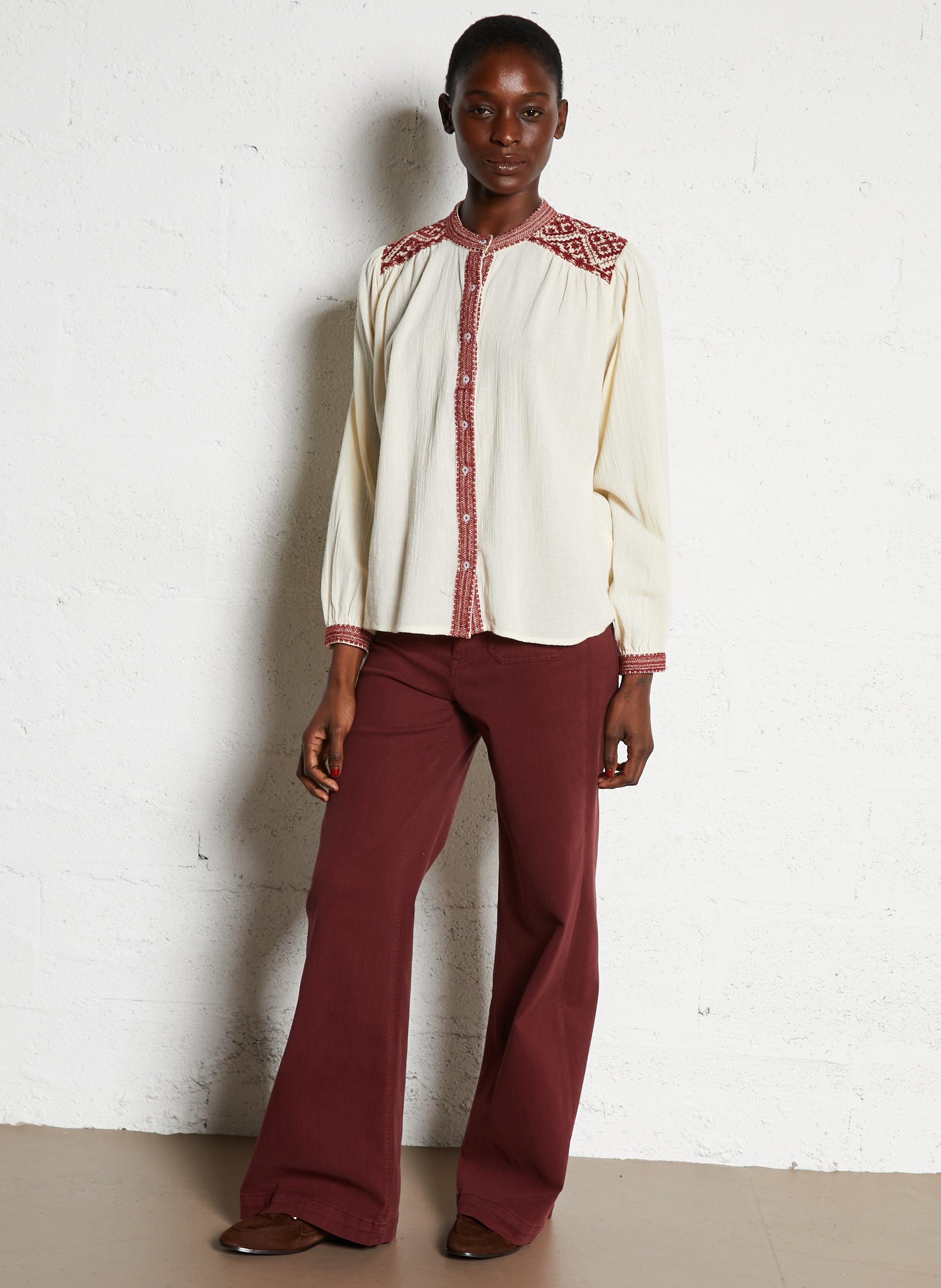 Long A-line cotton dress MAISON HOTEL Red