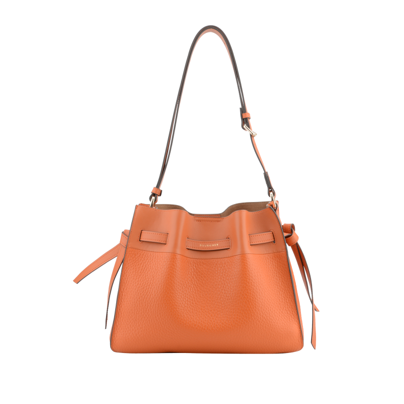 Shoulder bag - cowhide leather POURCHET Orange