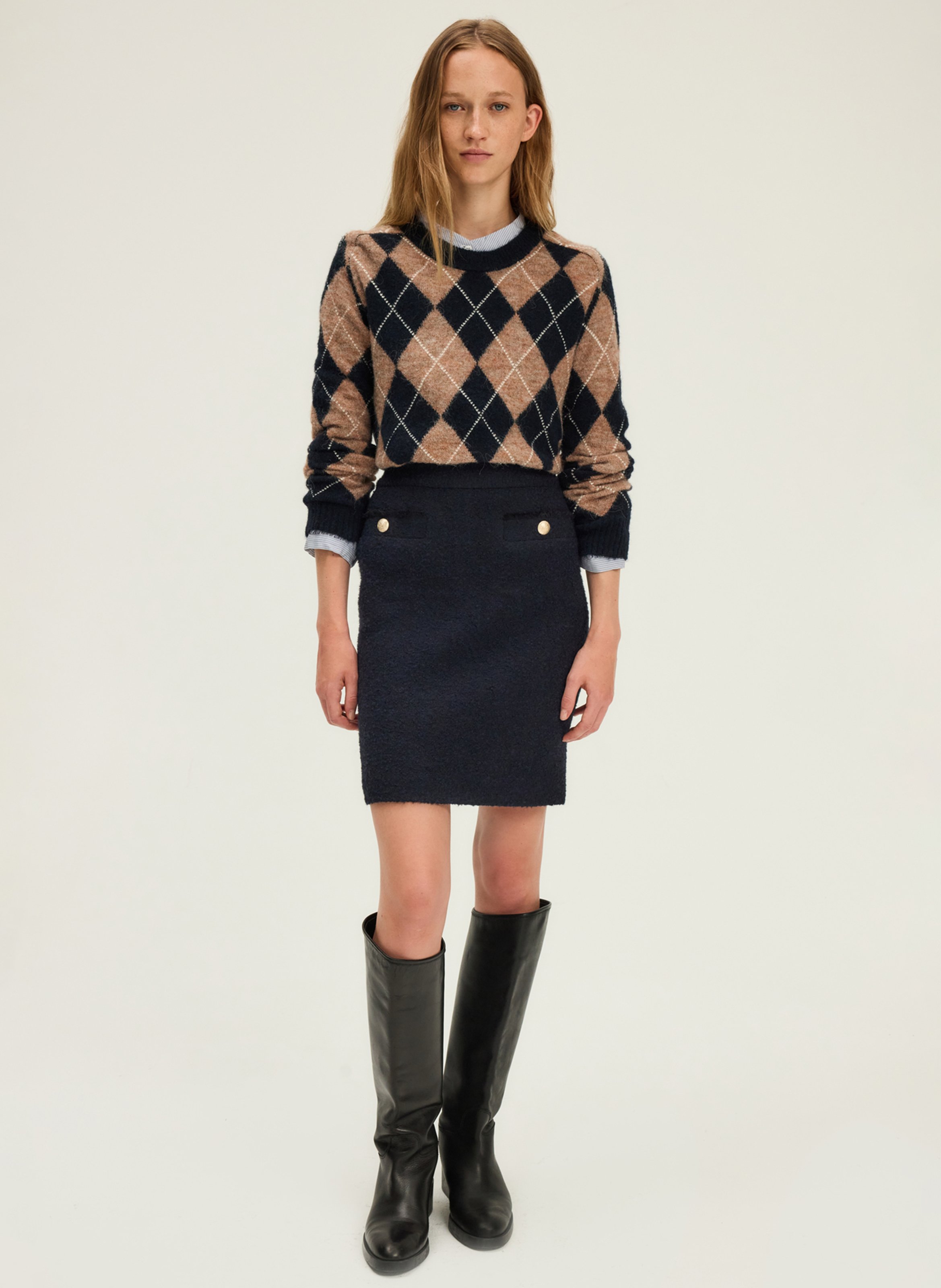 Short straight tweed skirt PABLO Blue