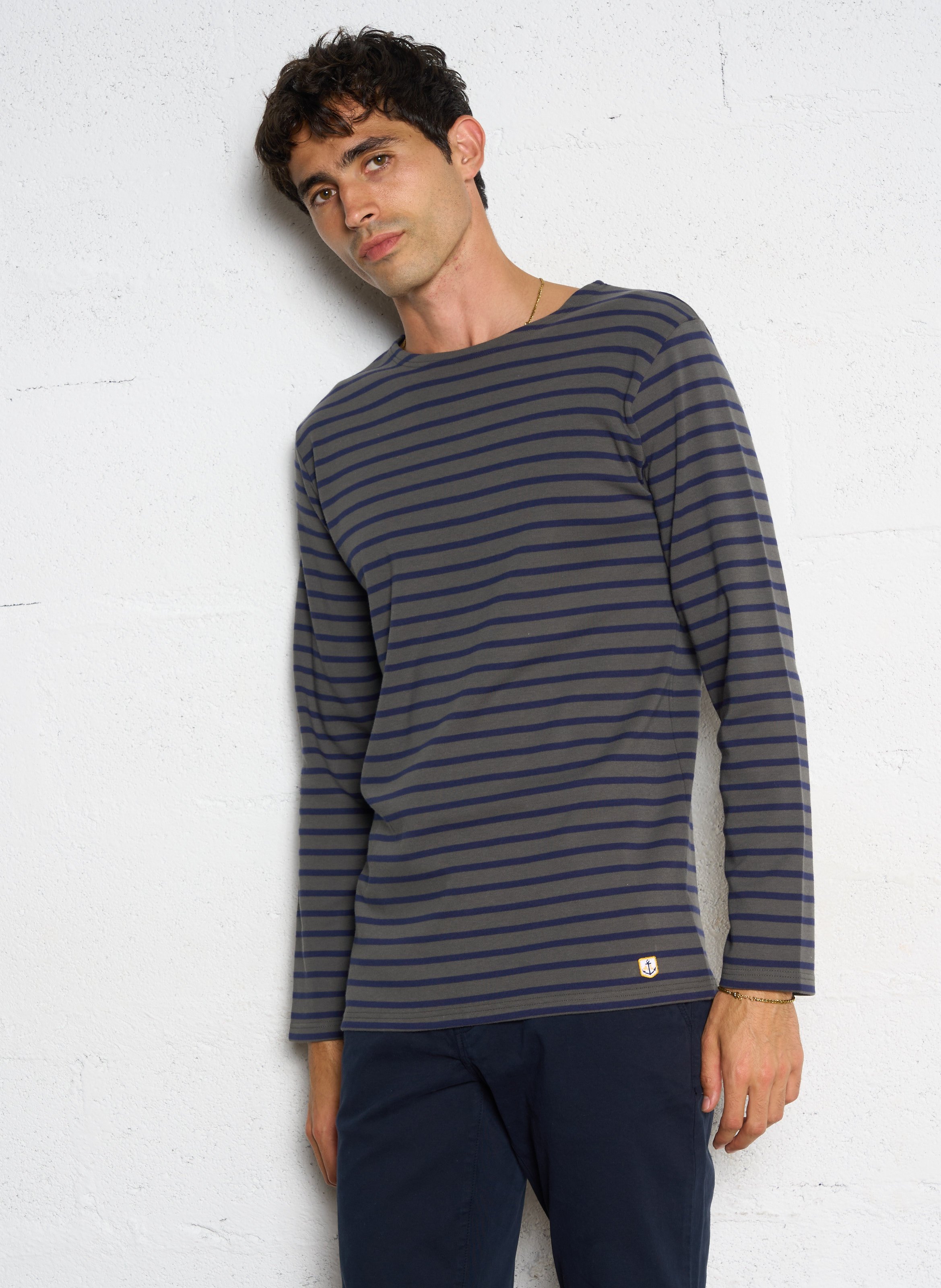 T-shirt col rond à rayures en coton  ARMOR LUX Bleu