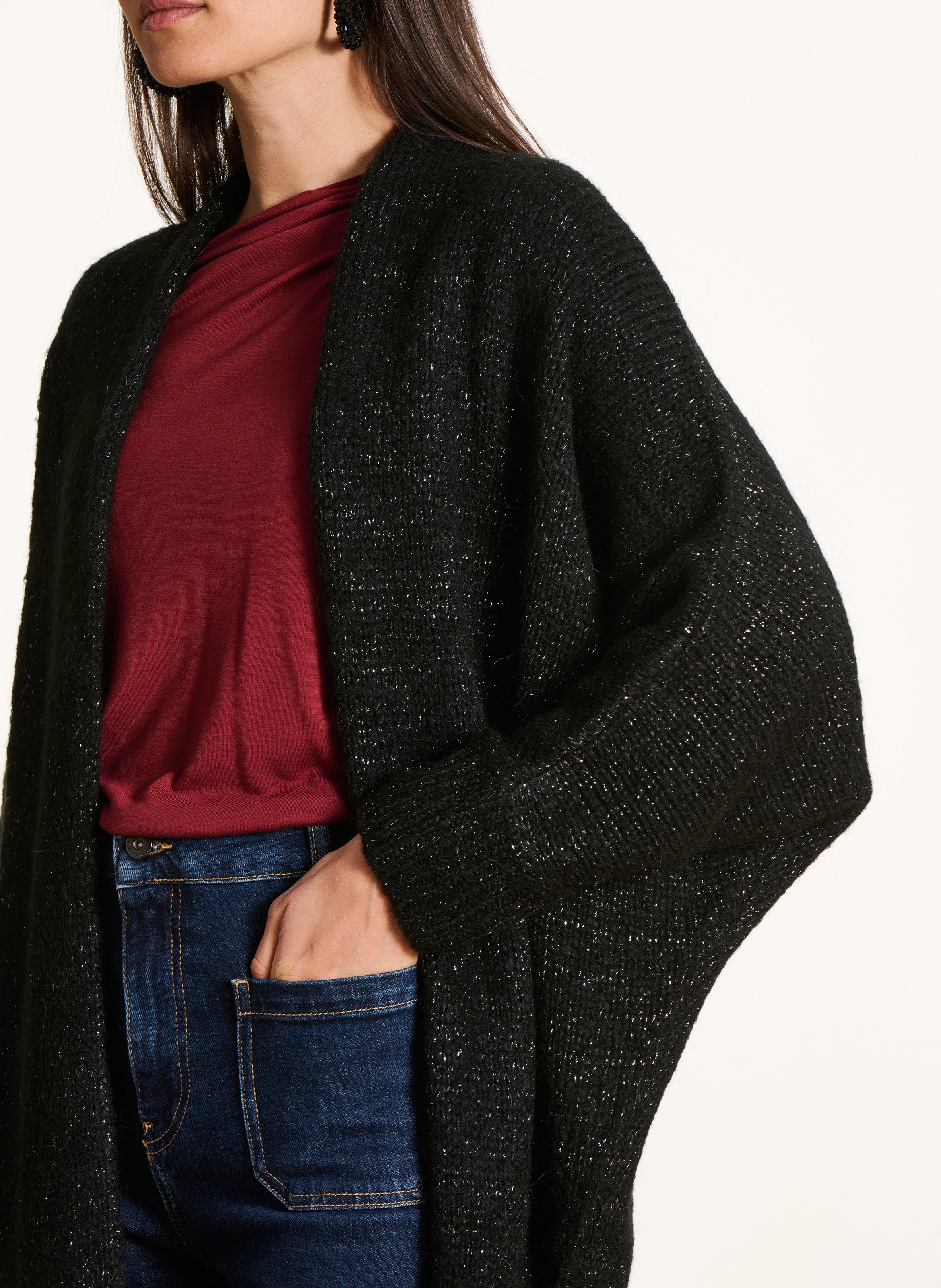 Weite Strickjacke Schwarz