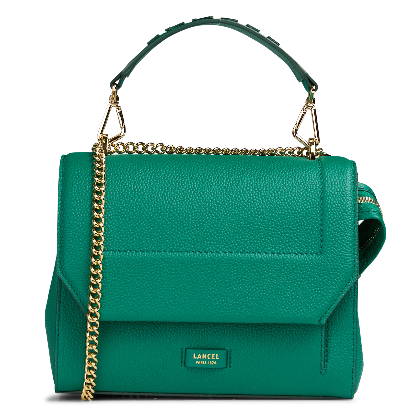 Sac à rabat en cuir grainé NINON M Palmier