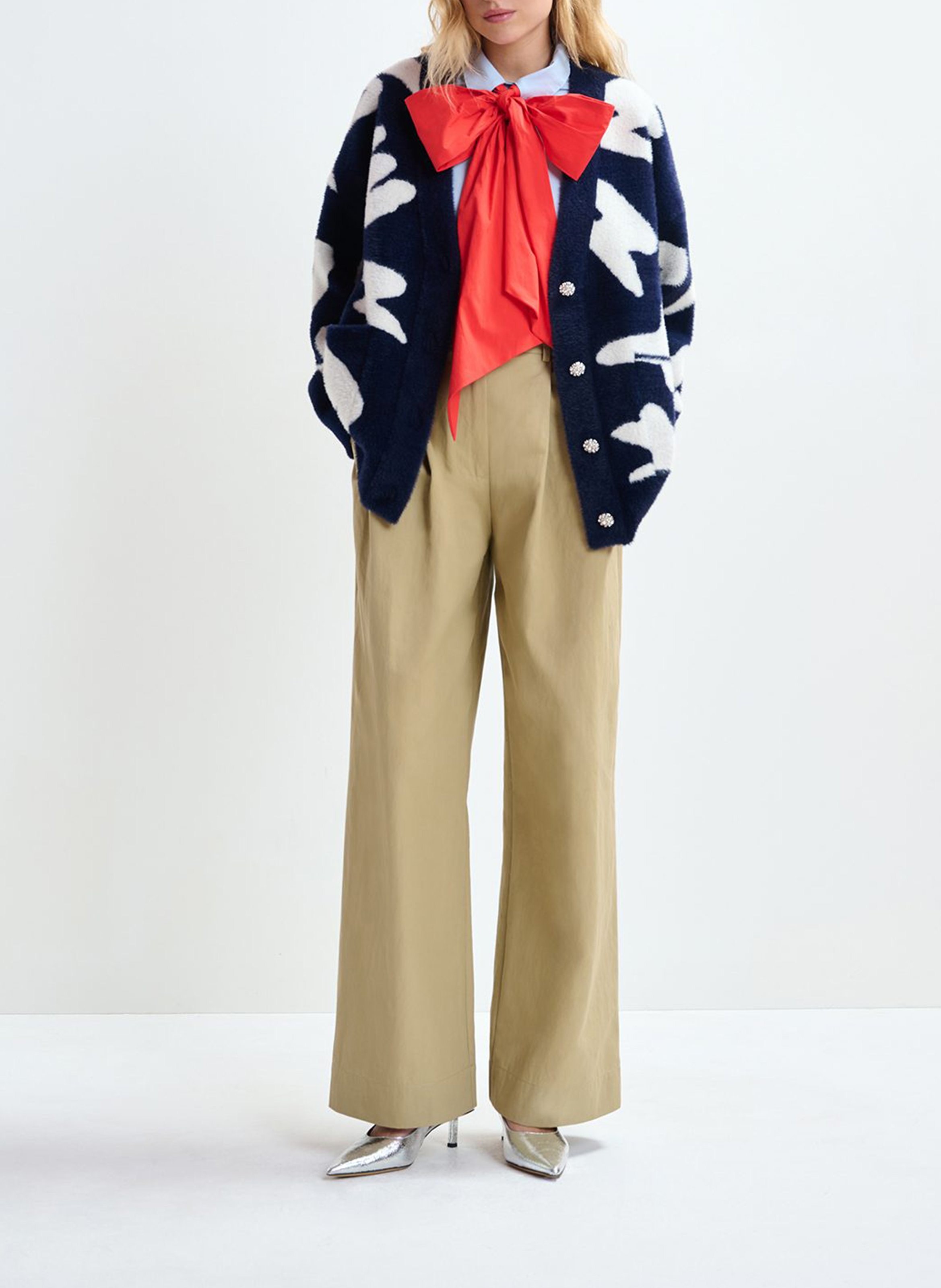 Cardigan à motifs col v ESSENTIEL ANTWERP Bleu