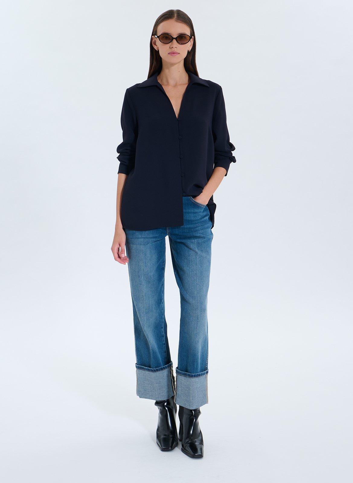 Straight shirt with lapel collar ZAPA Blue