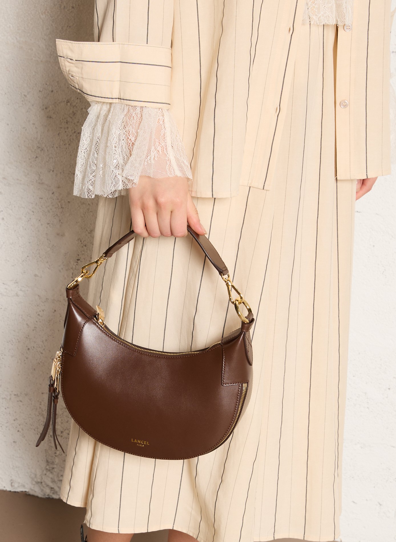 Leren clutch LANCEL Bruin