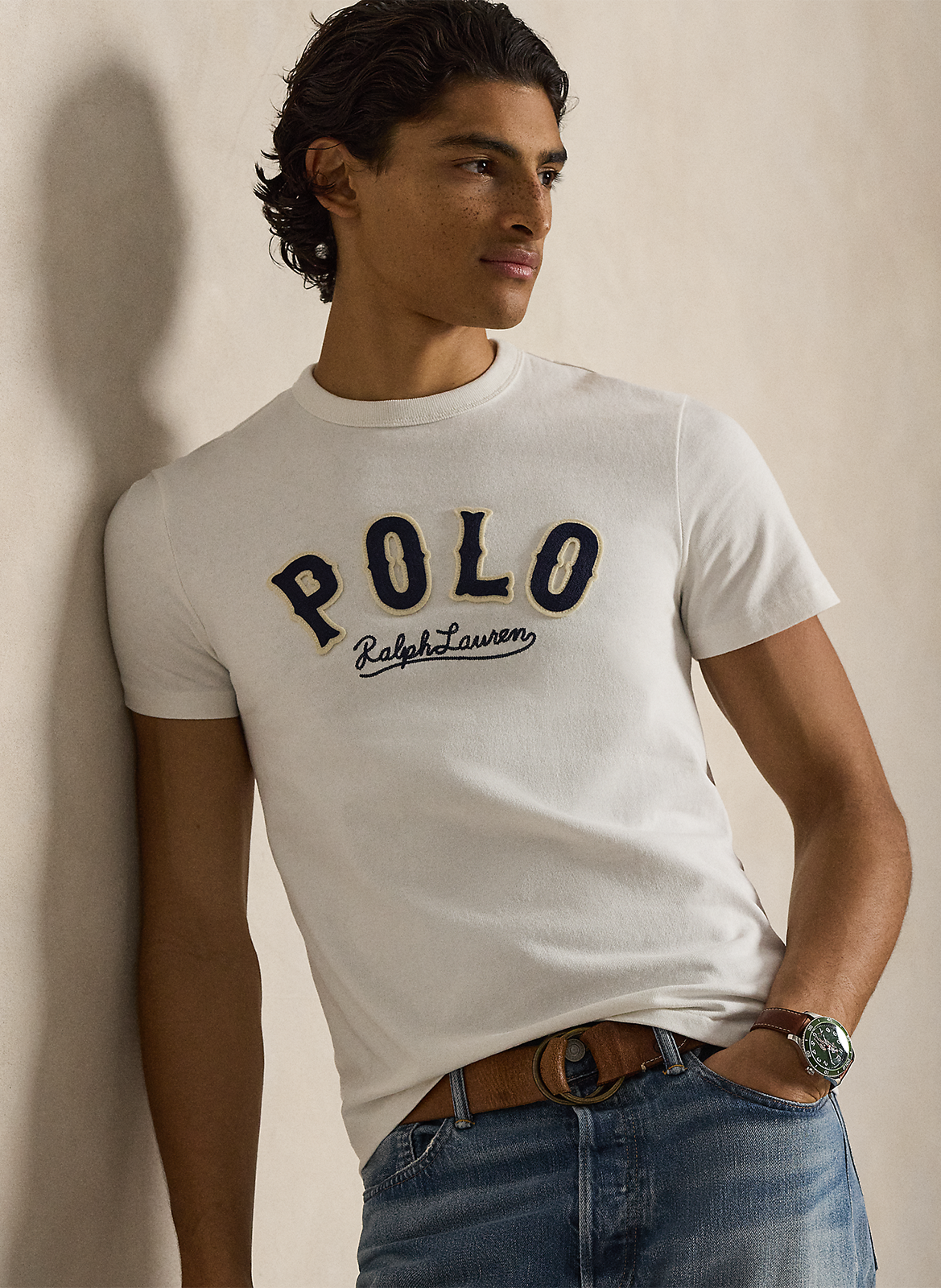 Straight embroidered cotton T-shirt POLO RALPH LAUREN White