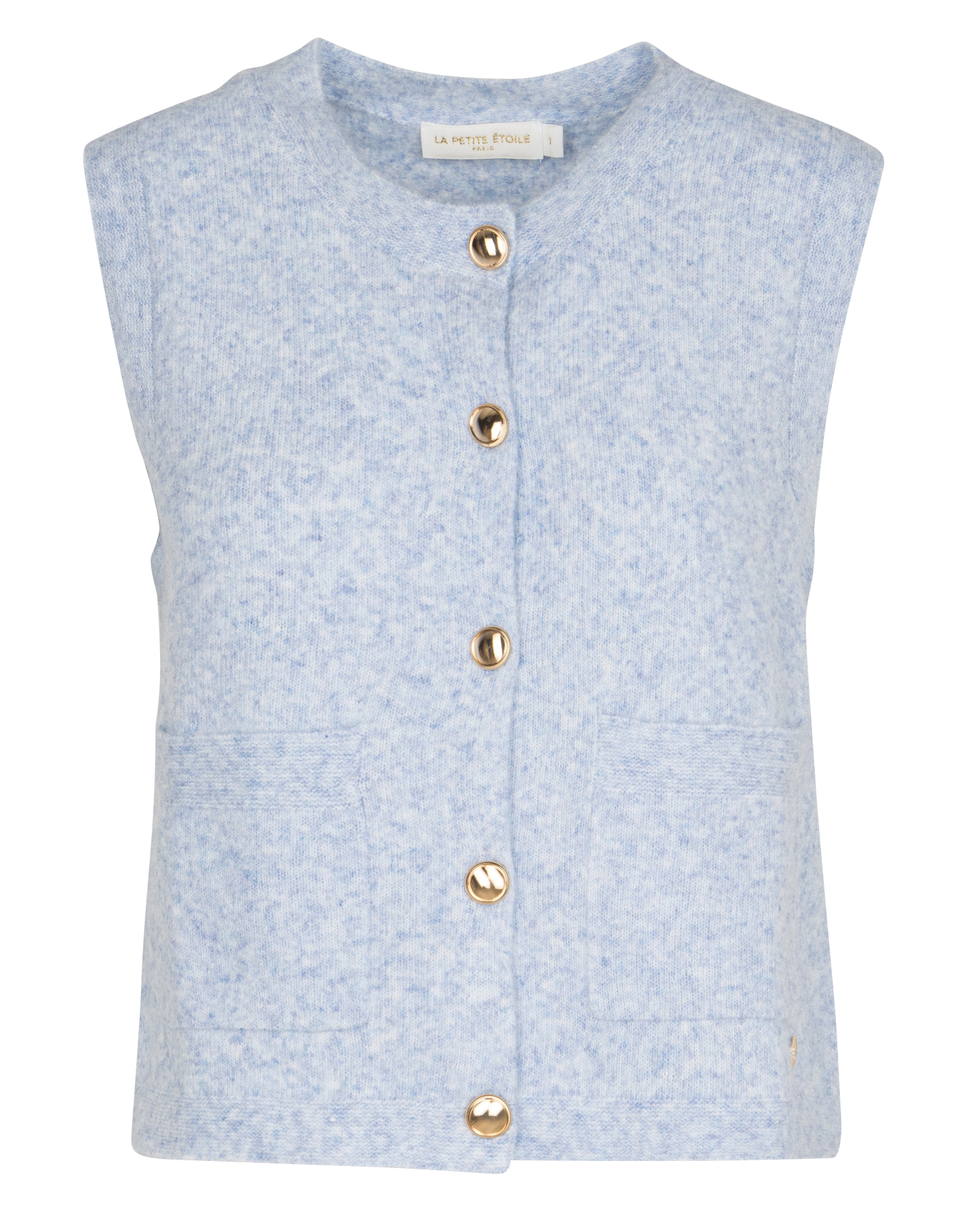 Gilet droit col rond en maille LA PETITE ETOILE Bleu