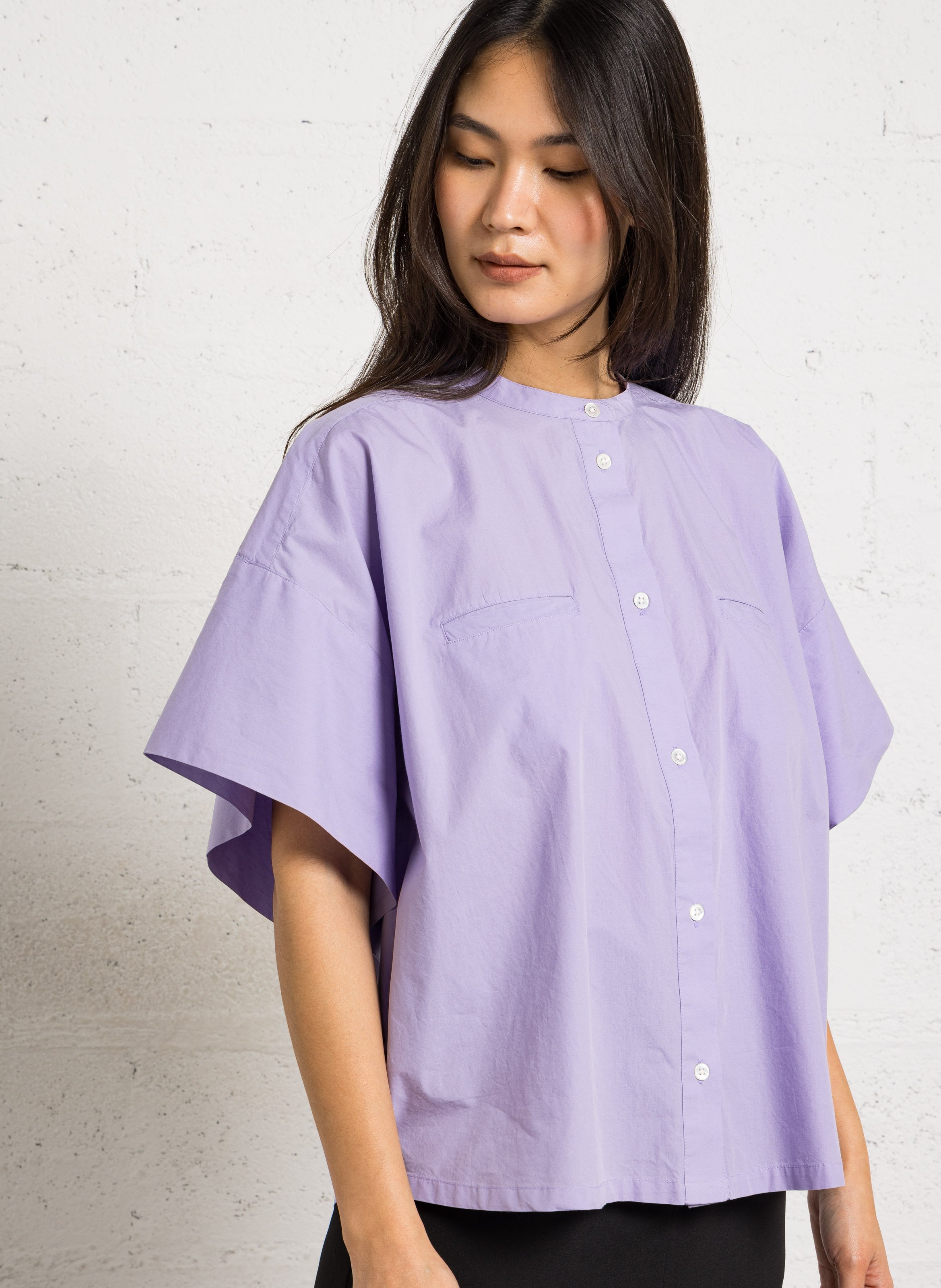 Chemise ample col mao en coton BELLEROSE Violet