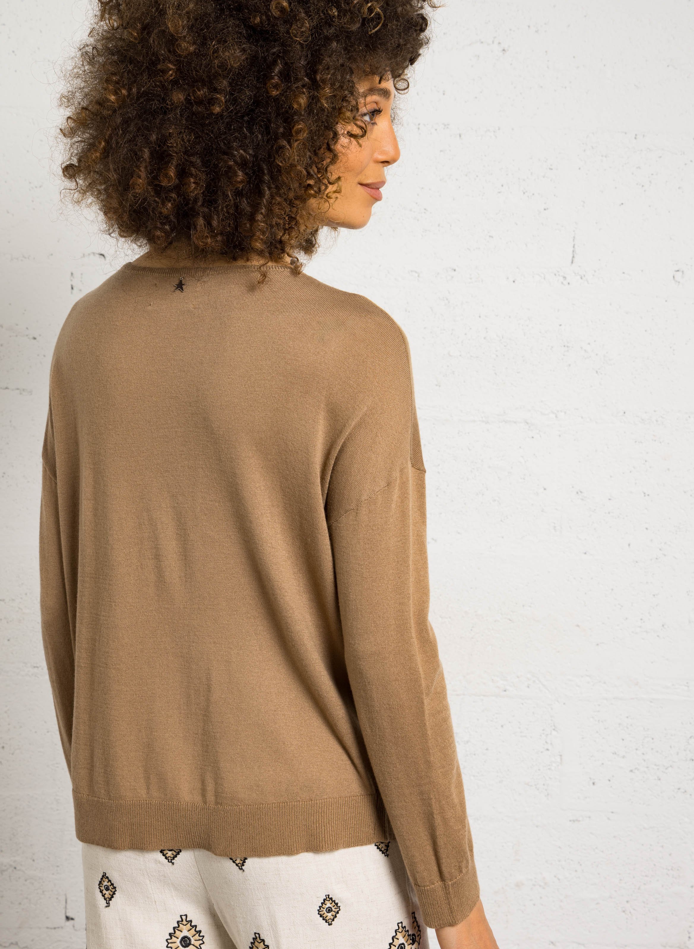 Pull col bateau manches longues uni SUD EXPRESS Marron