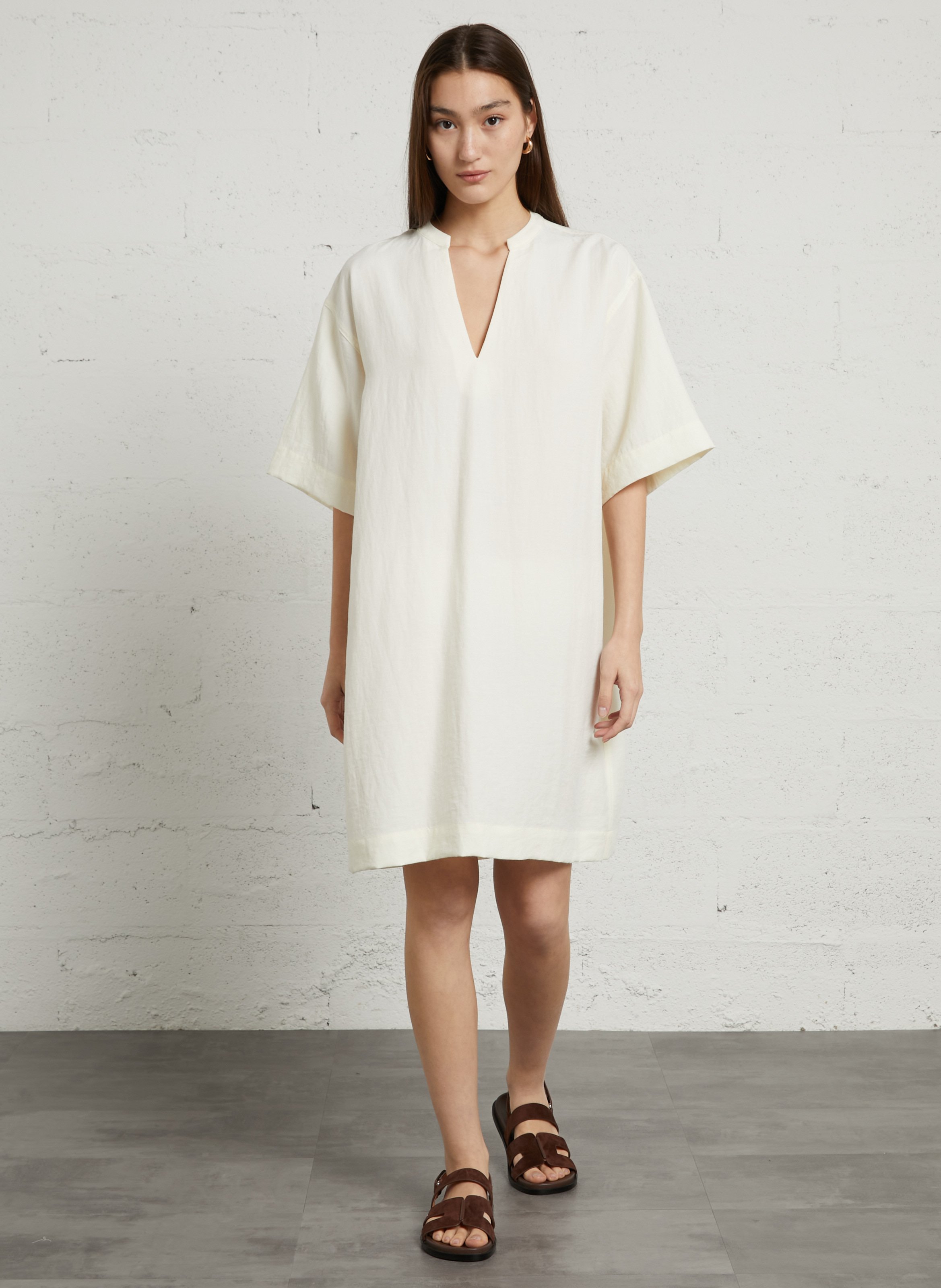 Robe midi col V JC SOPHIE White