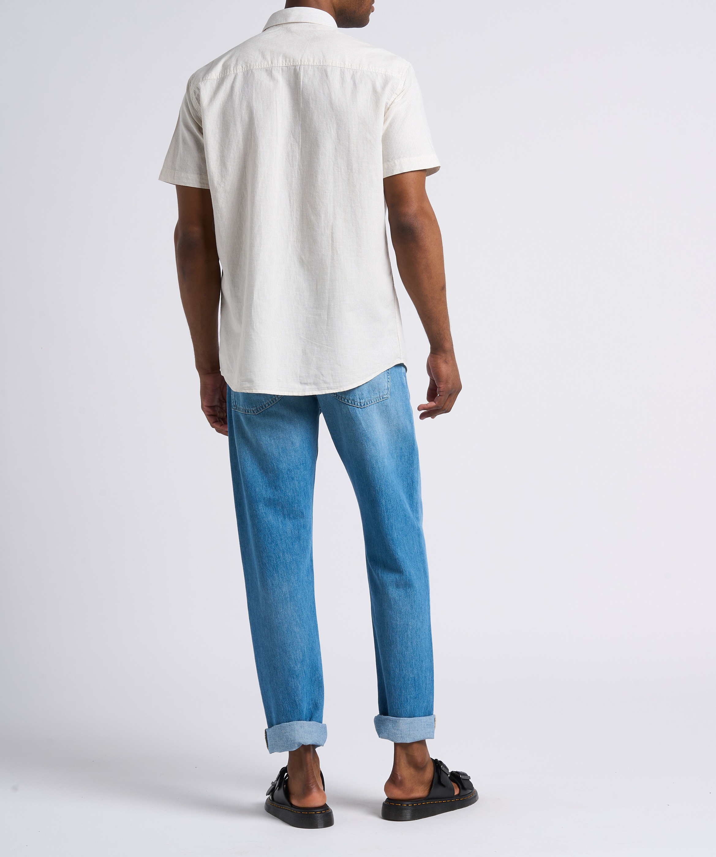 Cotton and linen striped shirt SELECTED Beige