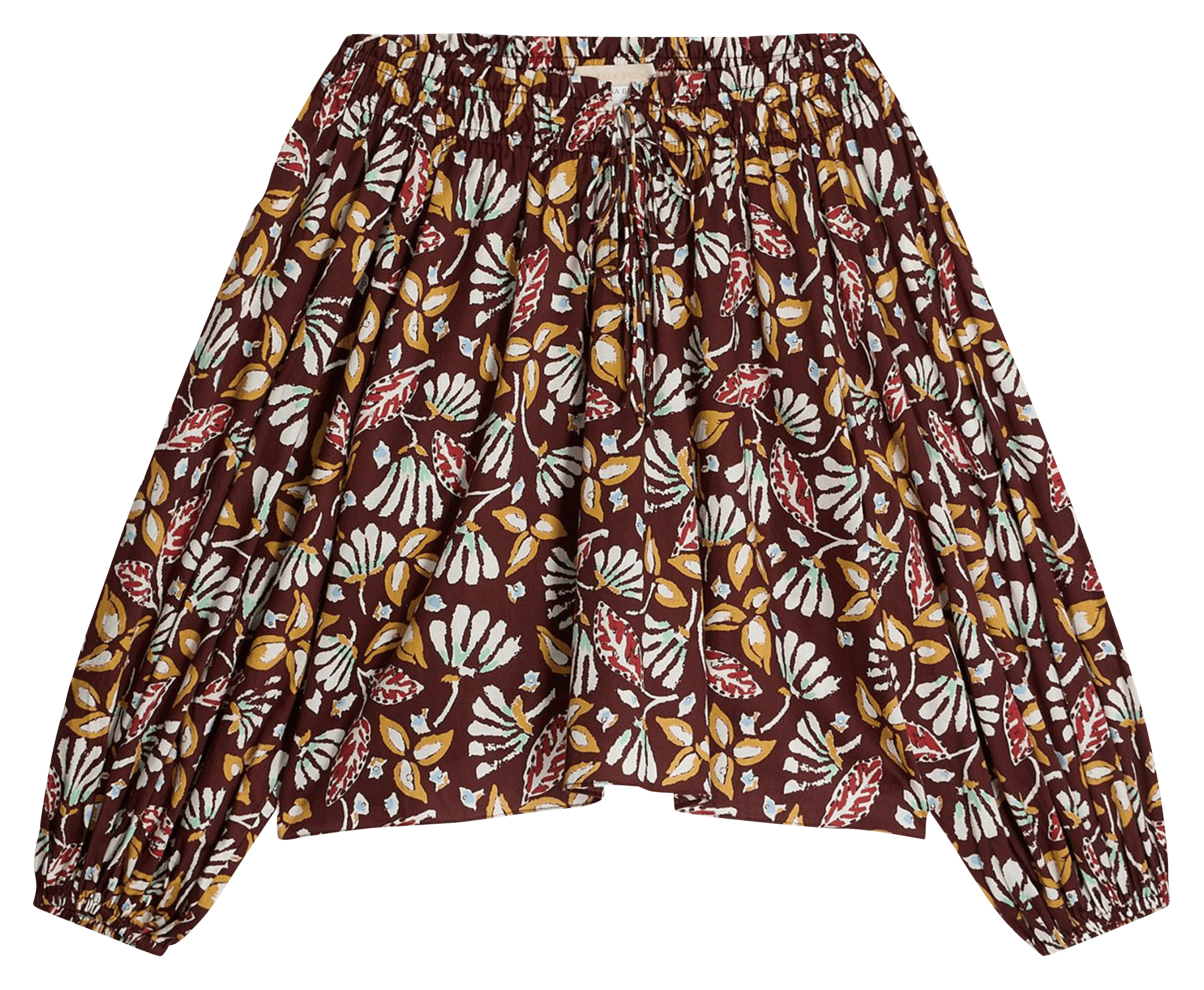 Blouse col élastiqué à motif floral VANESSA BRUNO Marron
