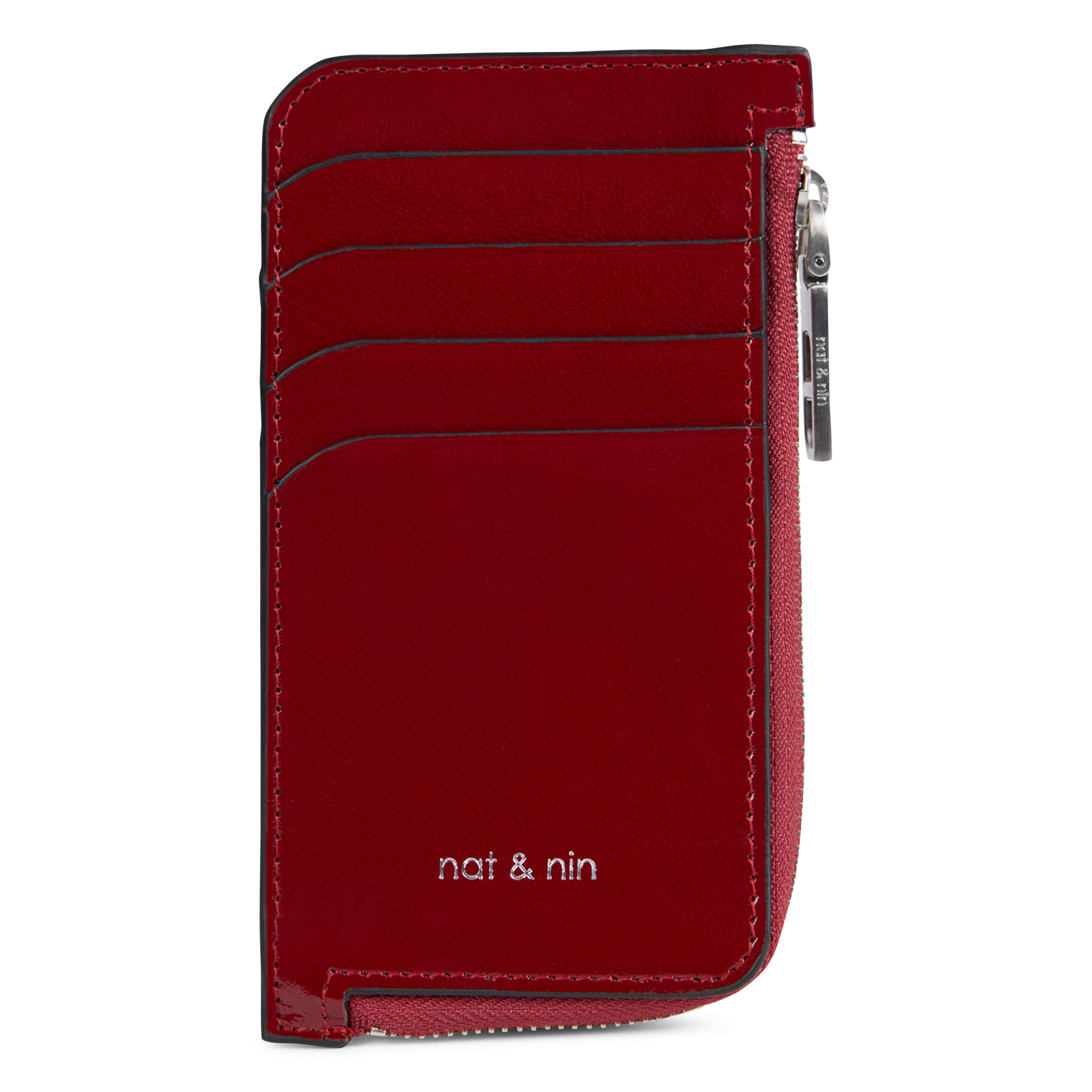 Porte-cartes en cuir NAT & NIN Rouge