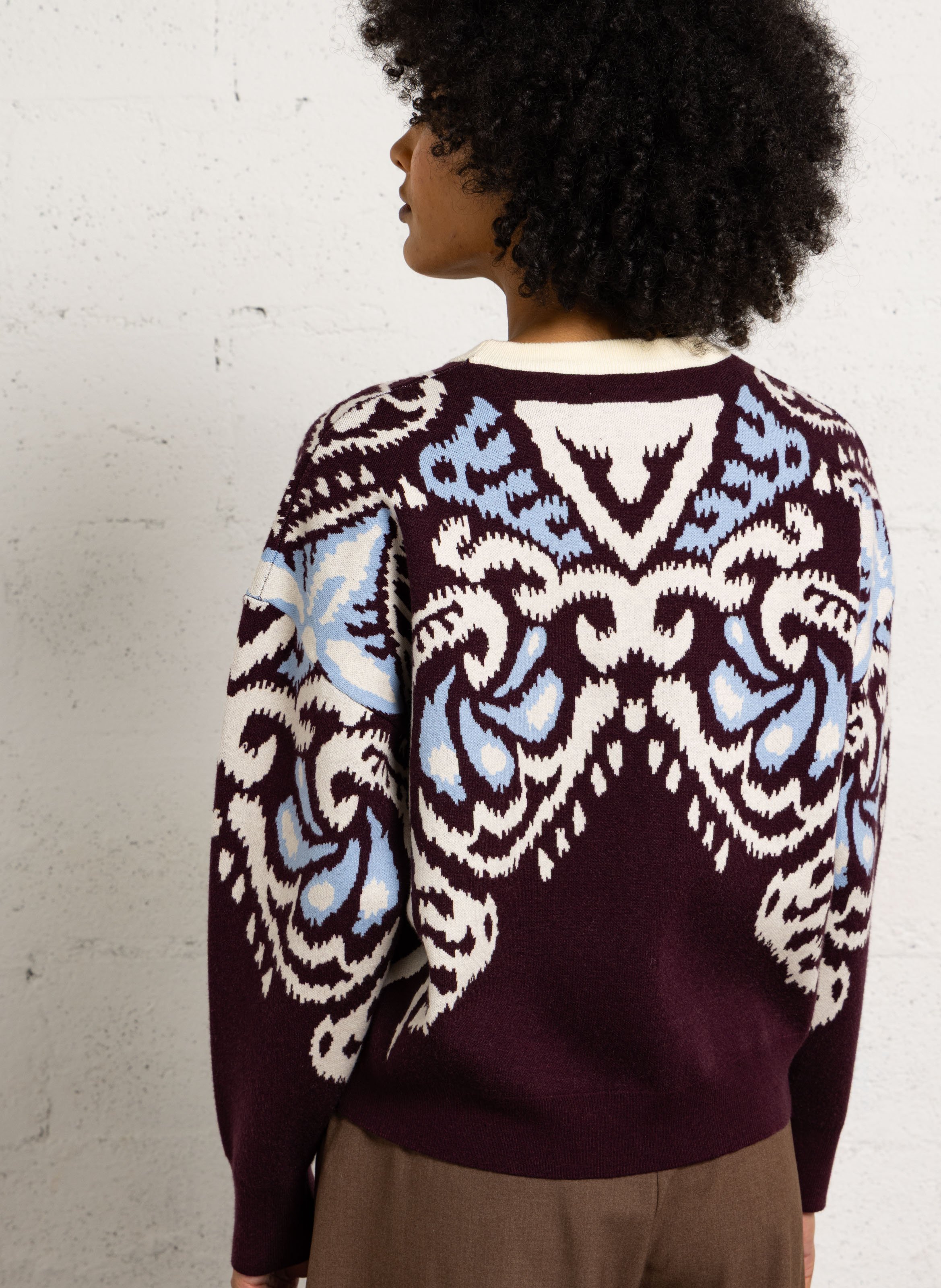 Pull à motifs col rond SUNCOO Prune