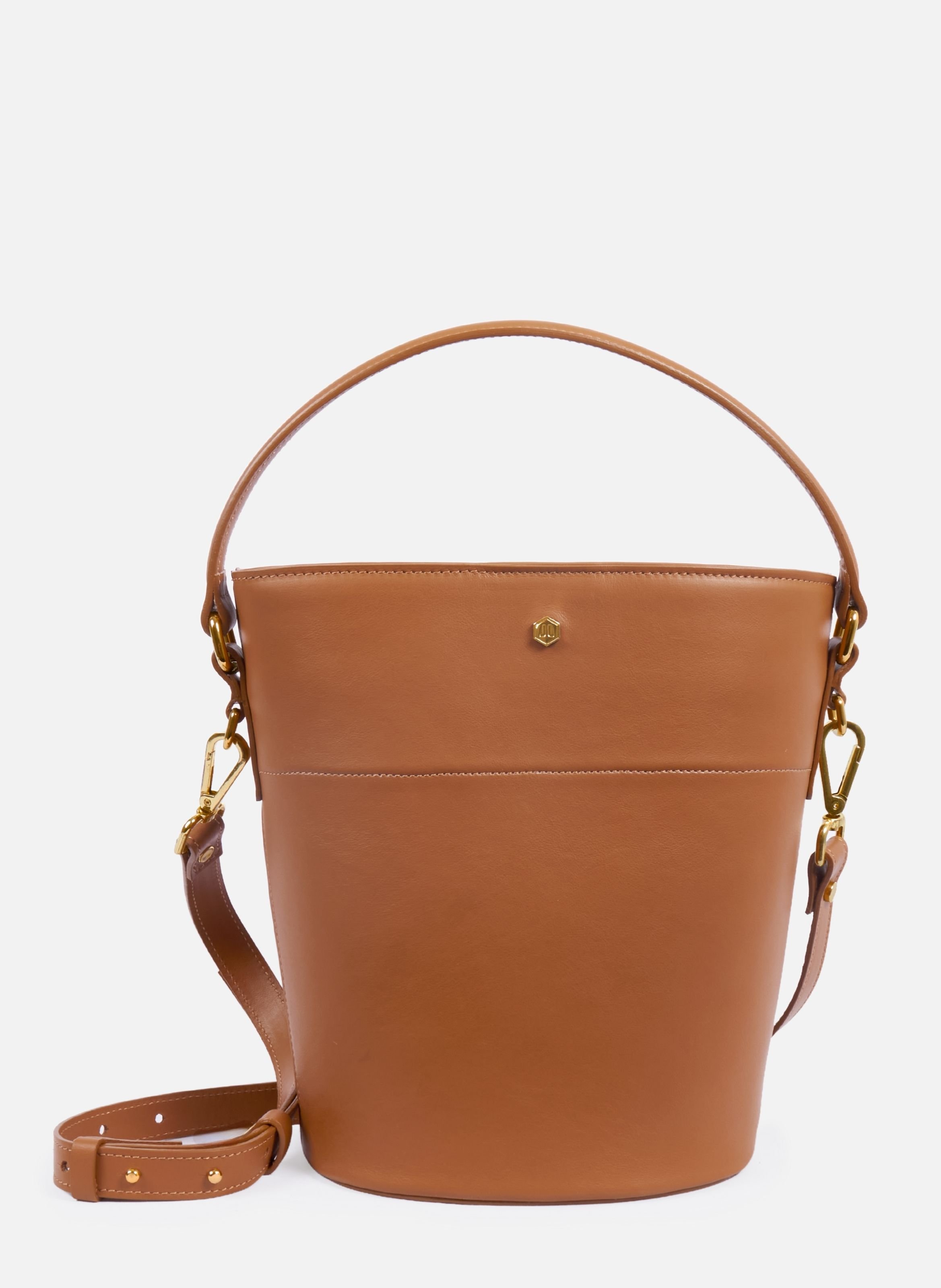 Margot bucket bag in leather JULES & JENN Brown