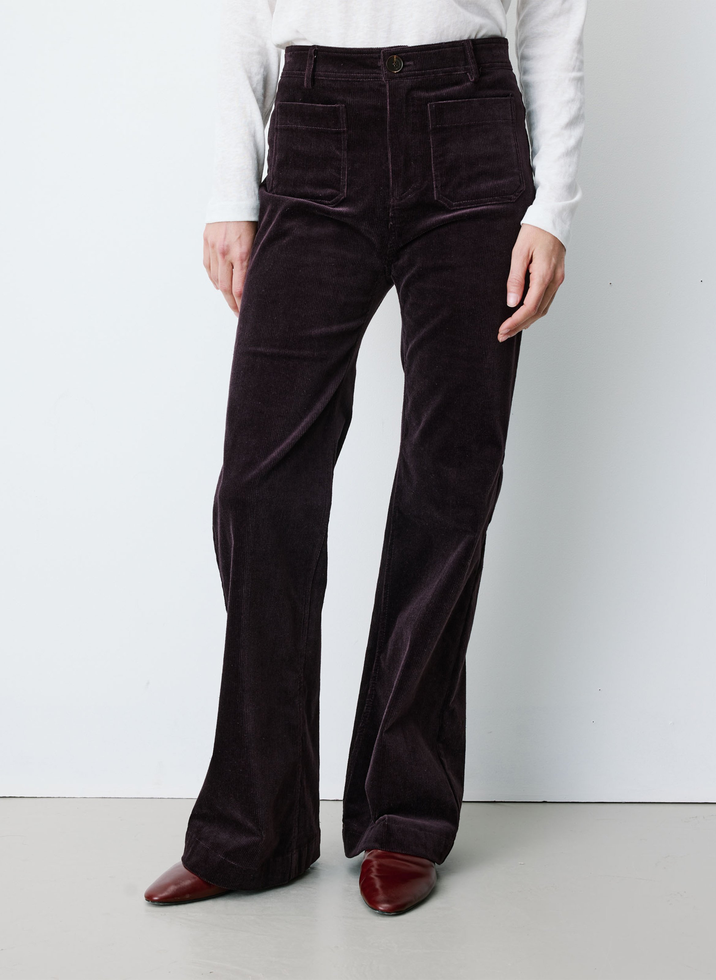 Straight ribbed cotton-blend pants GRACE ET MILA