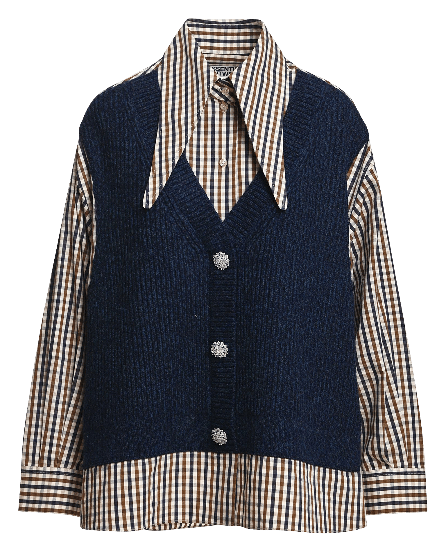 Oversize Layered Woolen Shirt ESSENTIEL ANTWERP Blau