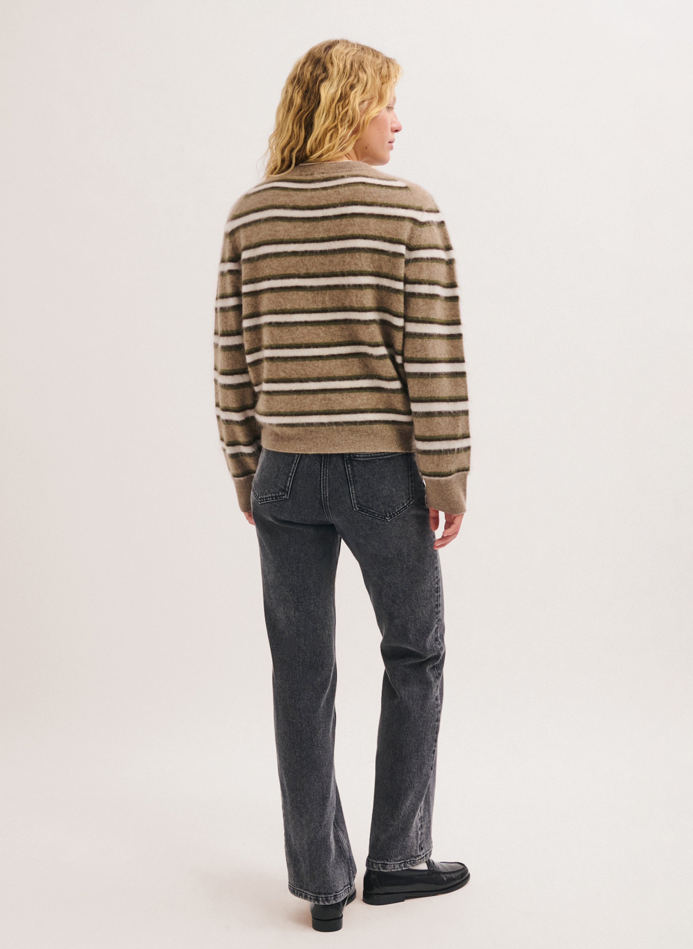Pull à rayures en laine PABLO Vert