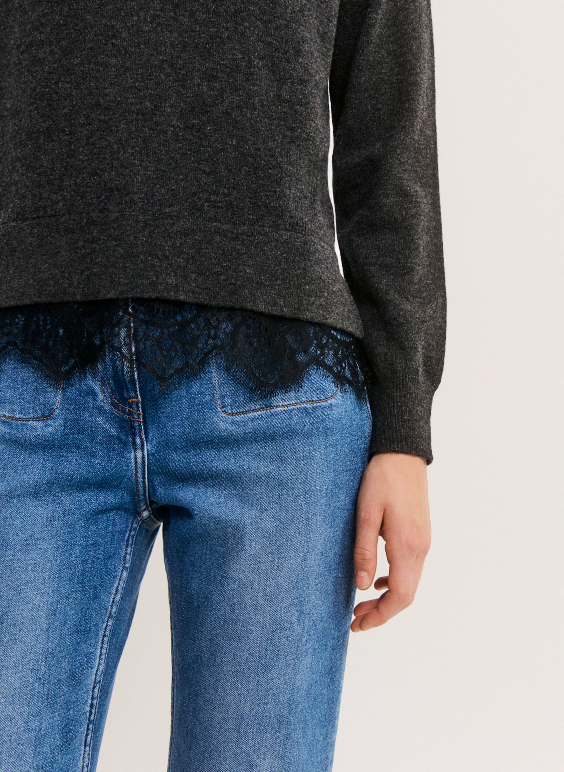 Gerade geschnittener Wollpullover PABLO Grau
