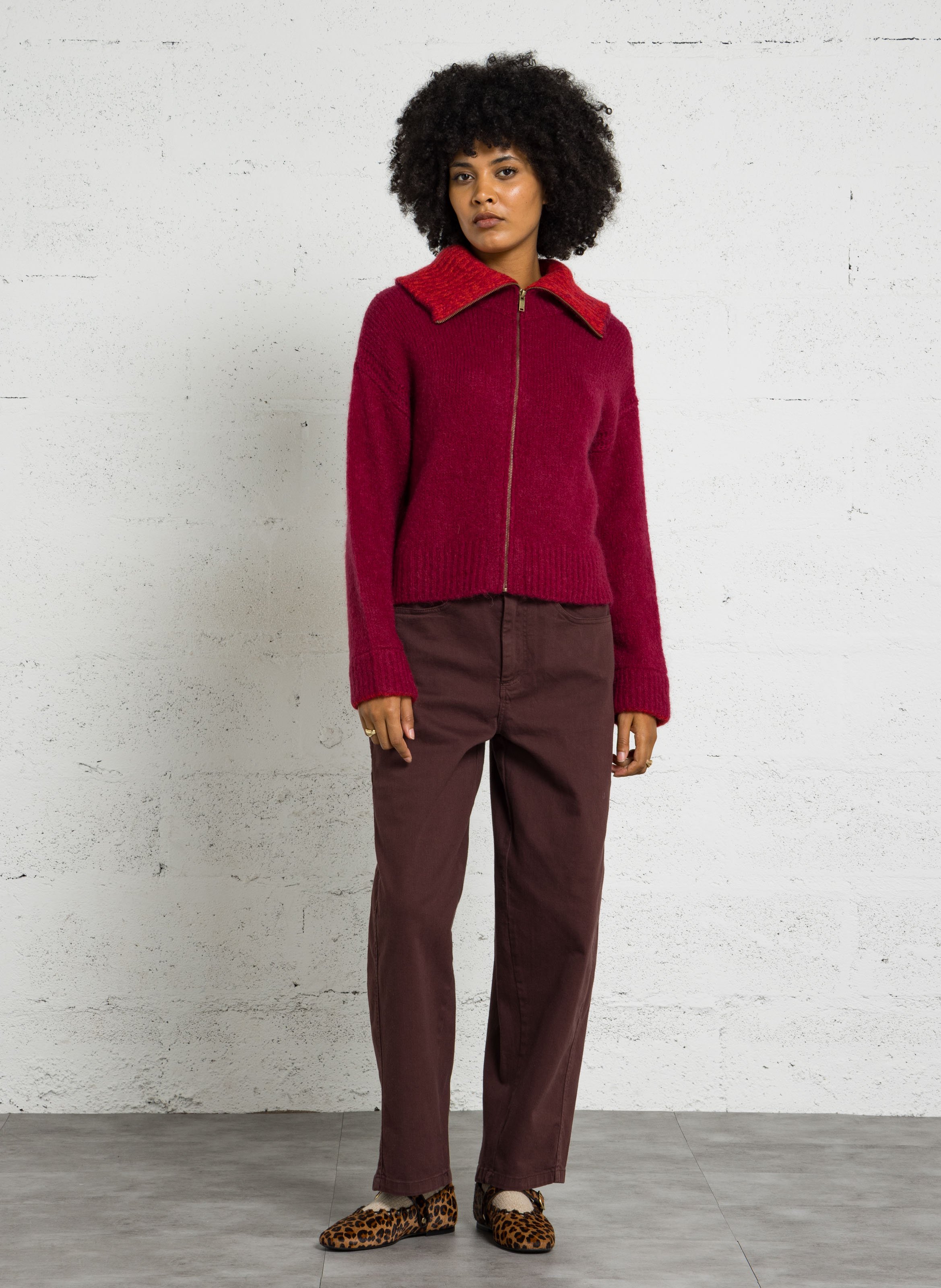 Loose-fit cardigan MAISON ANJE Plums