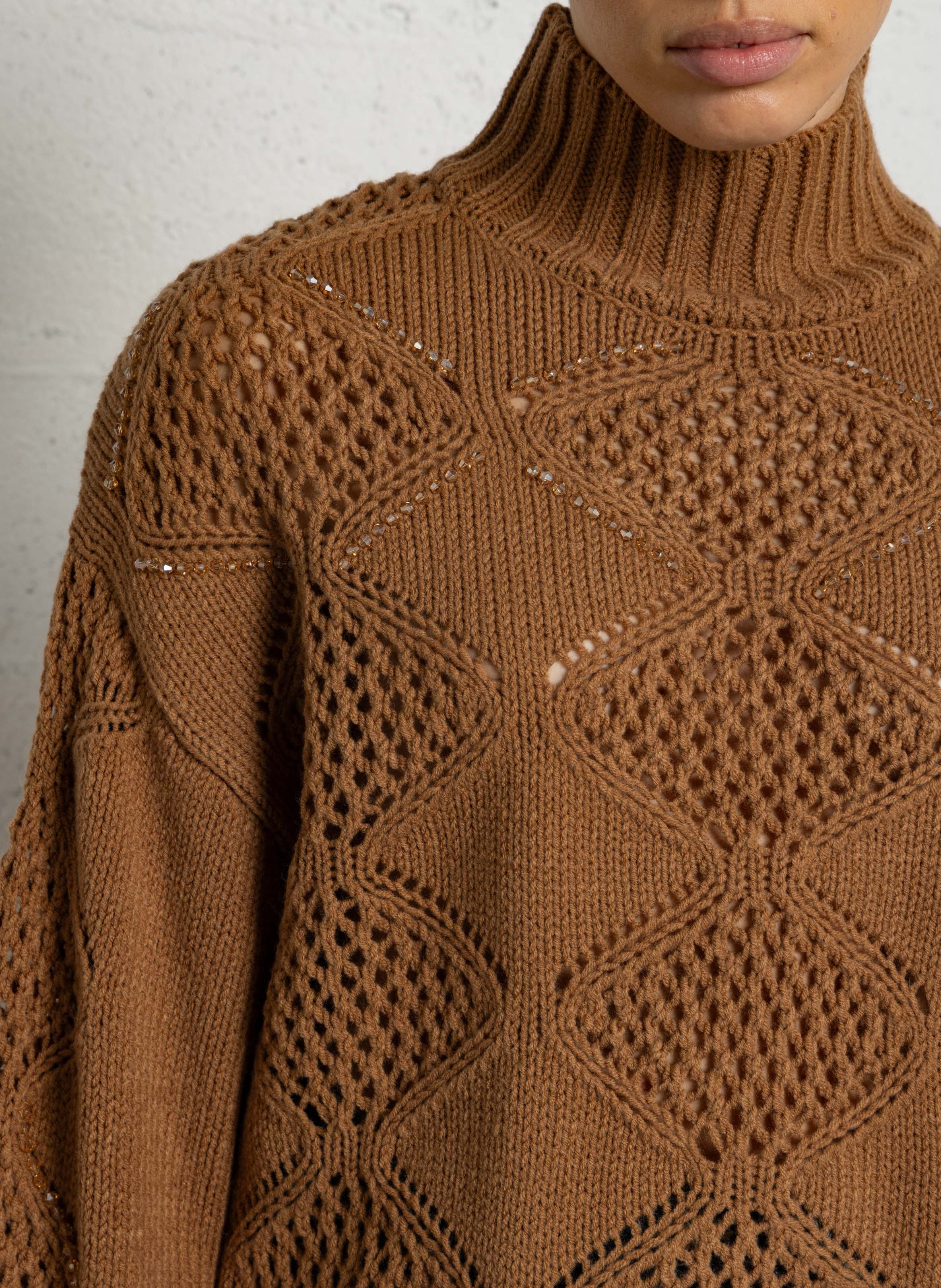 Turtleneck poncho LIU JO Brown