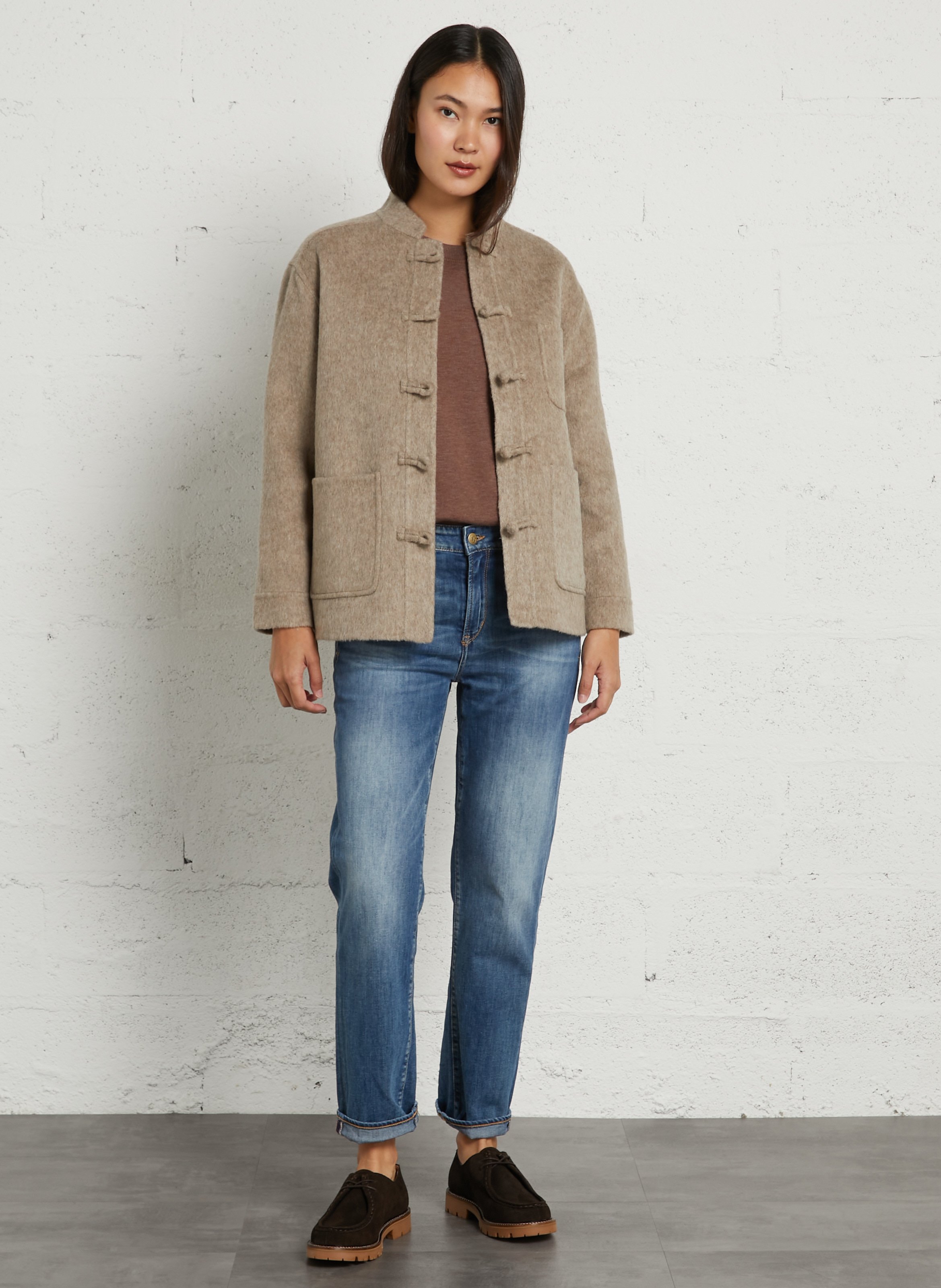 Oversized jas met opstaande kraag in gemengde wol HOD PARIS Beige