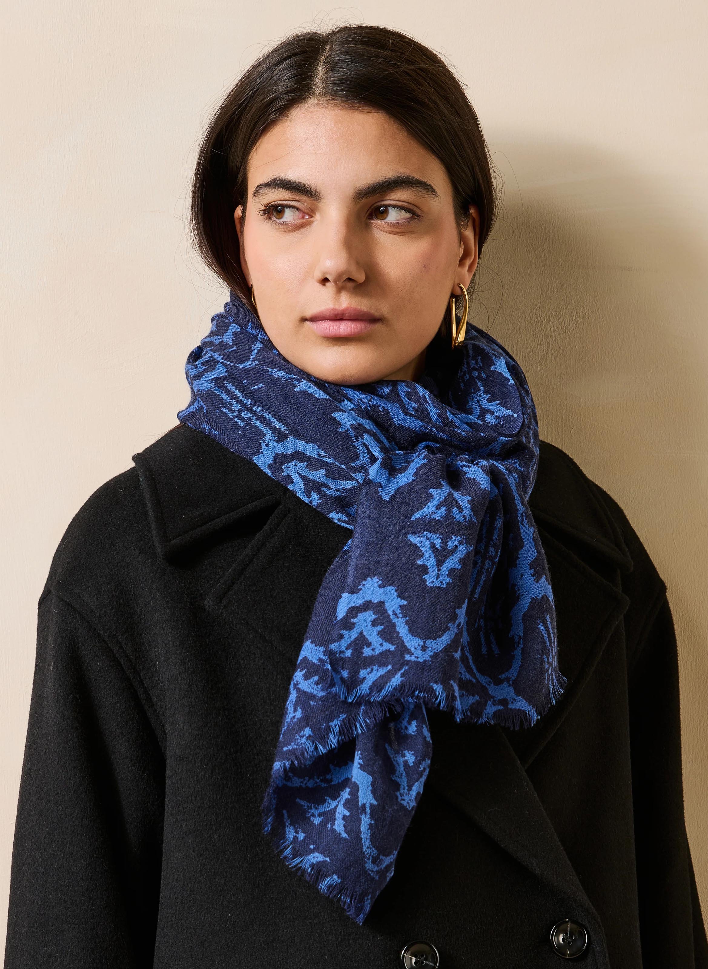 Echarpe en laine LA FEE MARABOUTEE Bleu