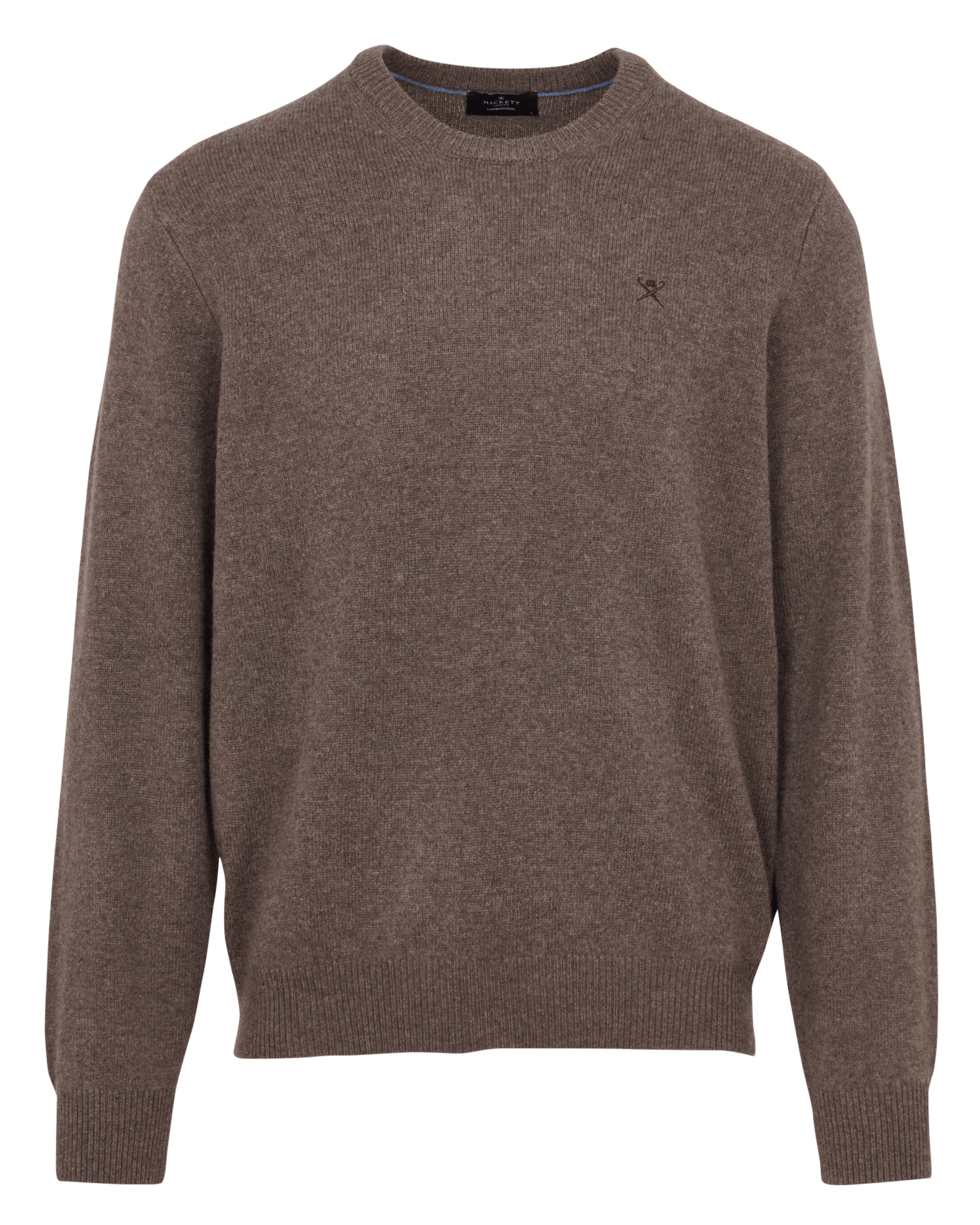 Straight round neck wool sweater with embroidery HACKETT Beige