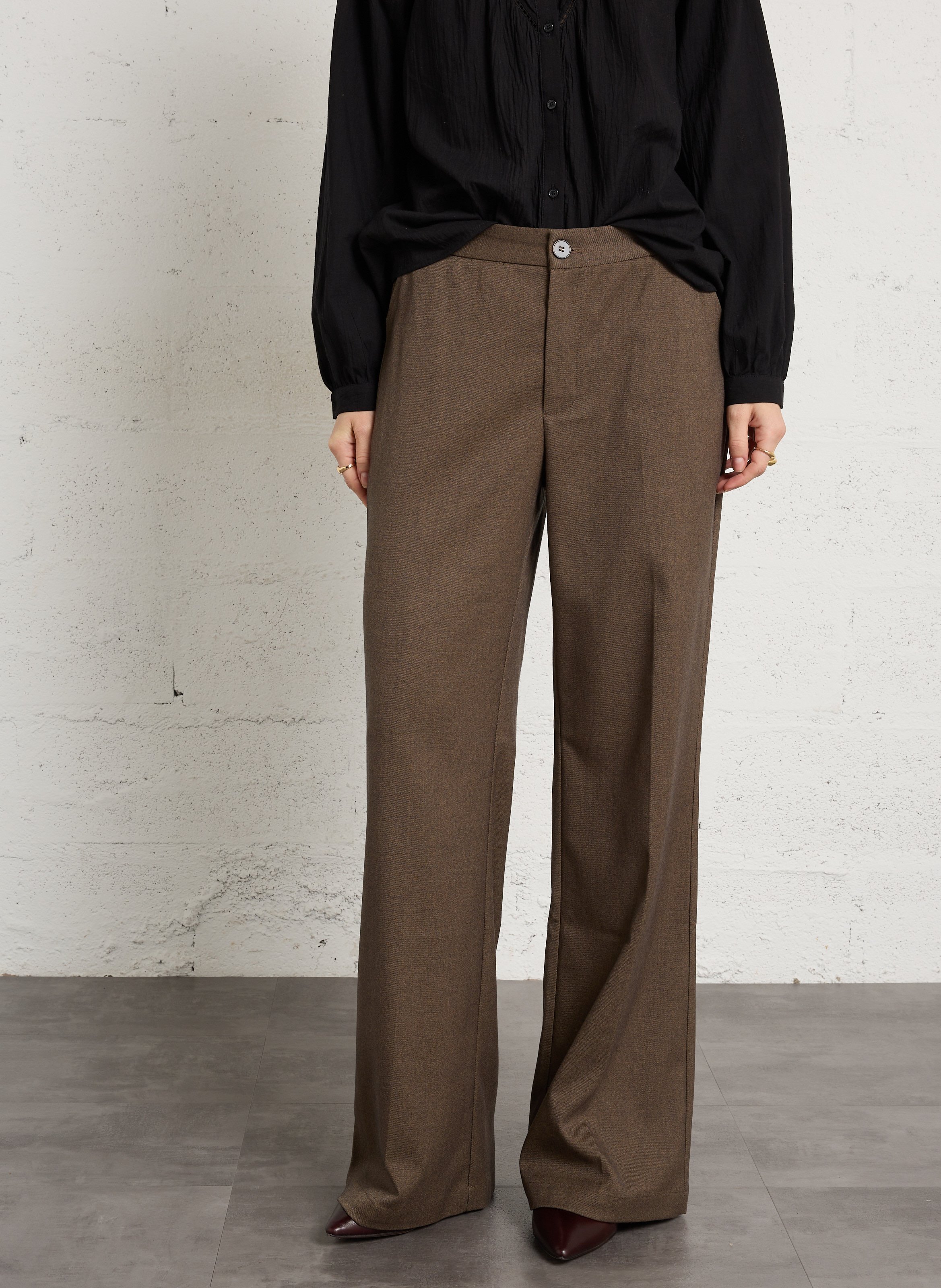 Pantalon tailleur large uni SEE U SOON Marron