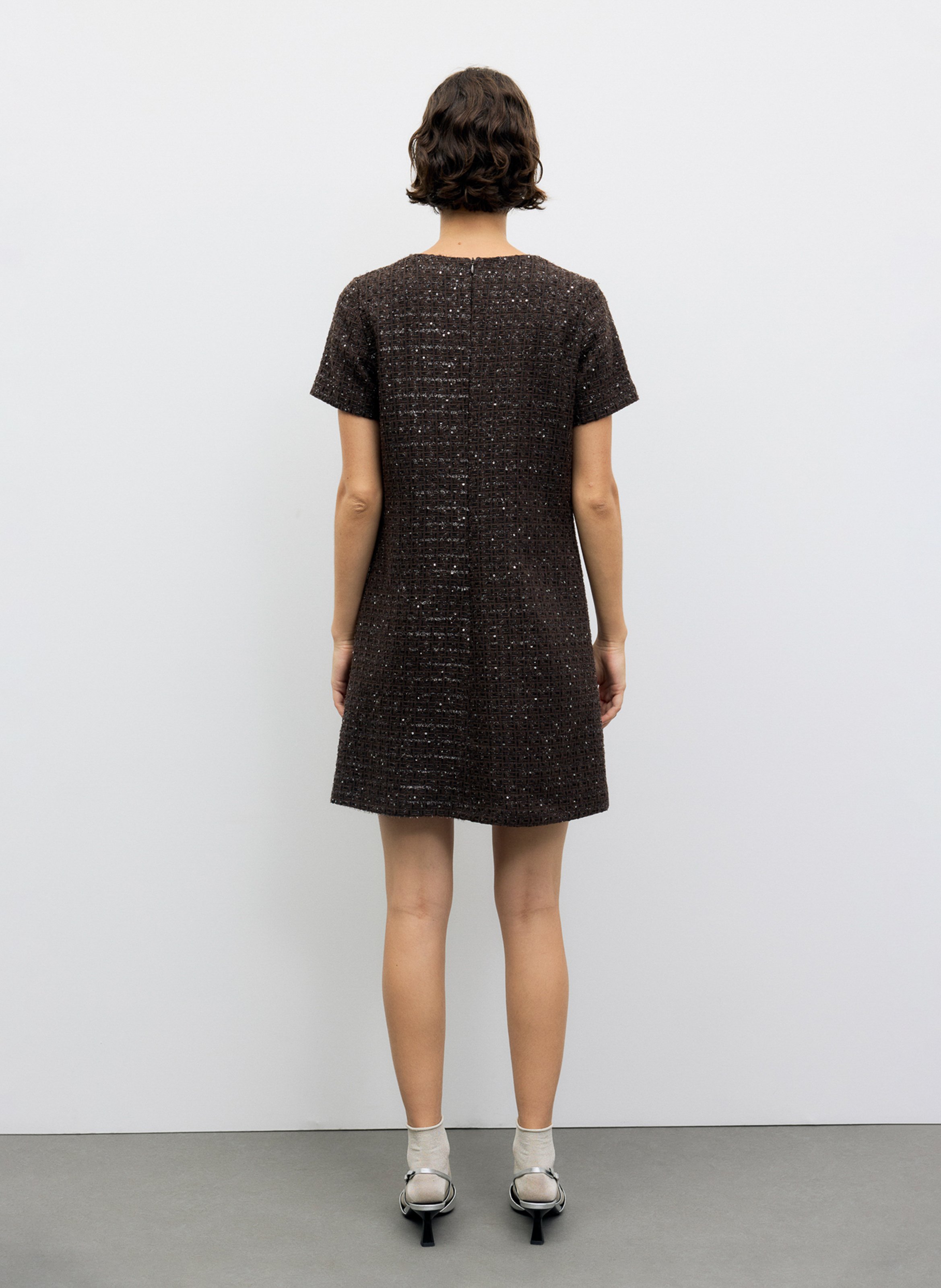 Kurzes Tweedkleid mit kurzen Ärmeln GERARD DAREL Braun