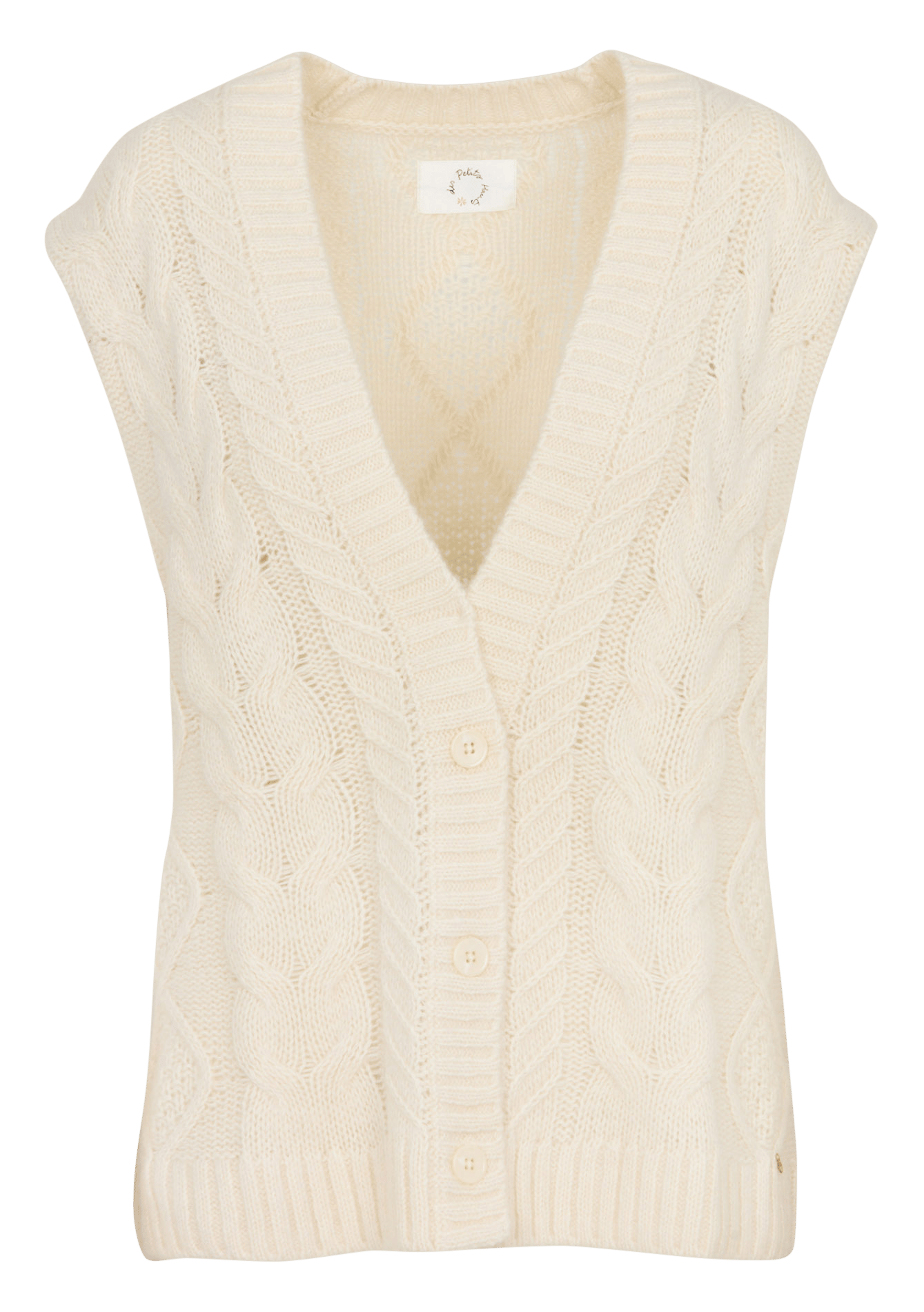 Gilet sans manches droit en laine et coton DES PETITS HAUTS Beige