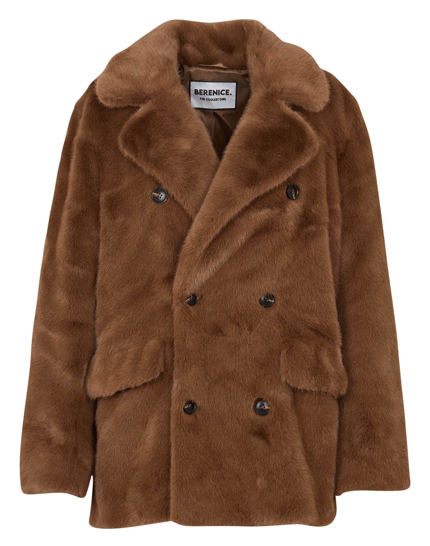 Straight faux fur-effect coat BERENICE Brown