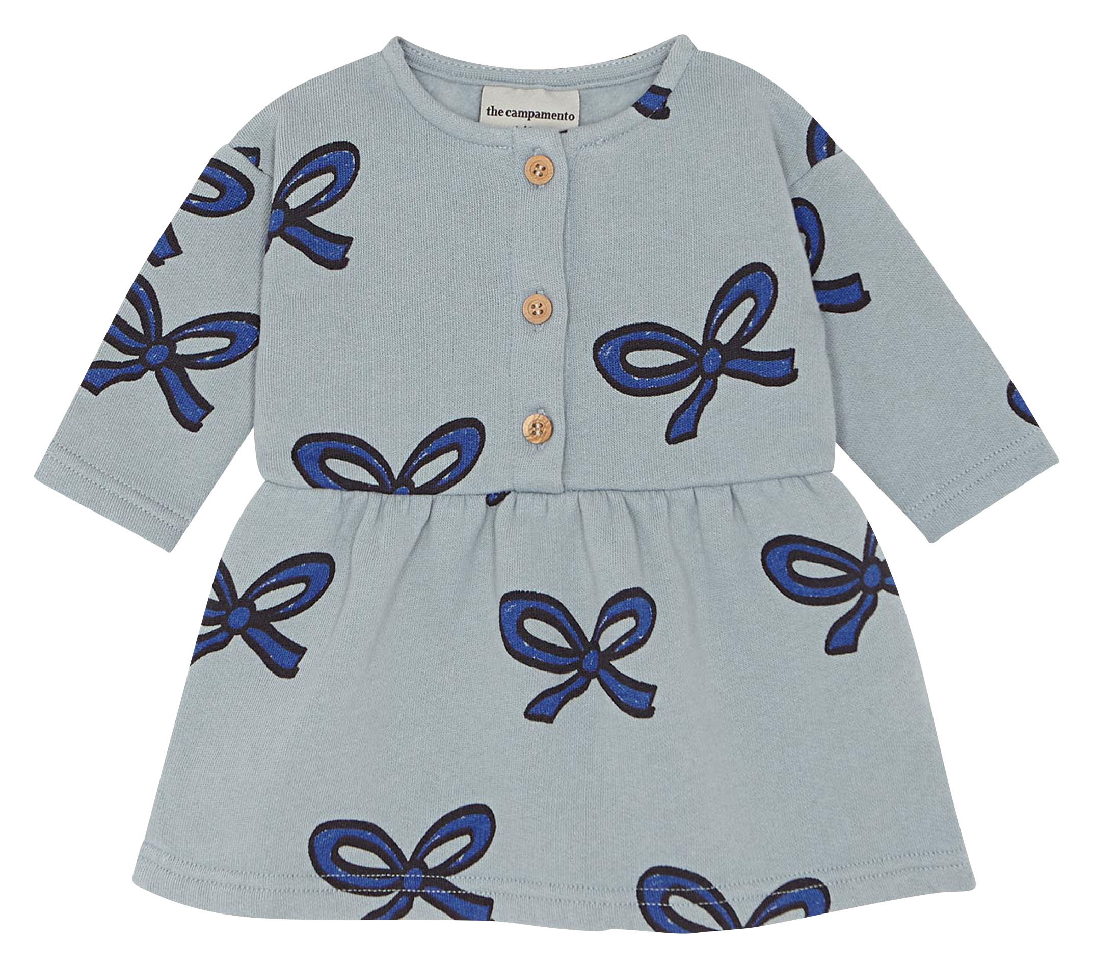 Robe courte col rond imprimée en coton  THE CAMPAMENTO Bleu