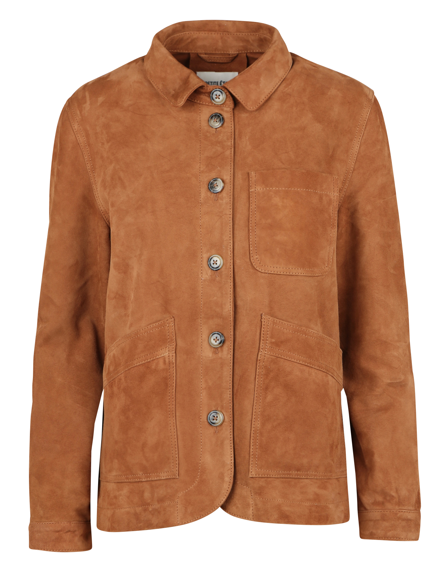 Veste col classique en cuir velours LA PETITE ETOILE Marron