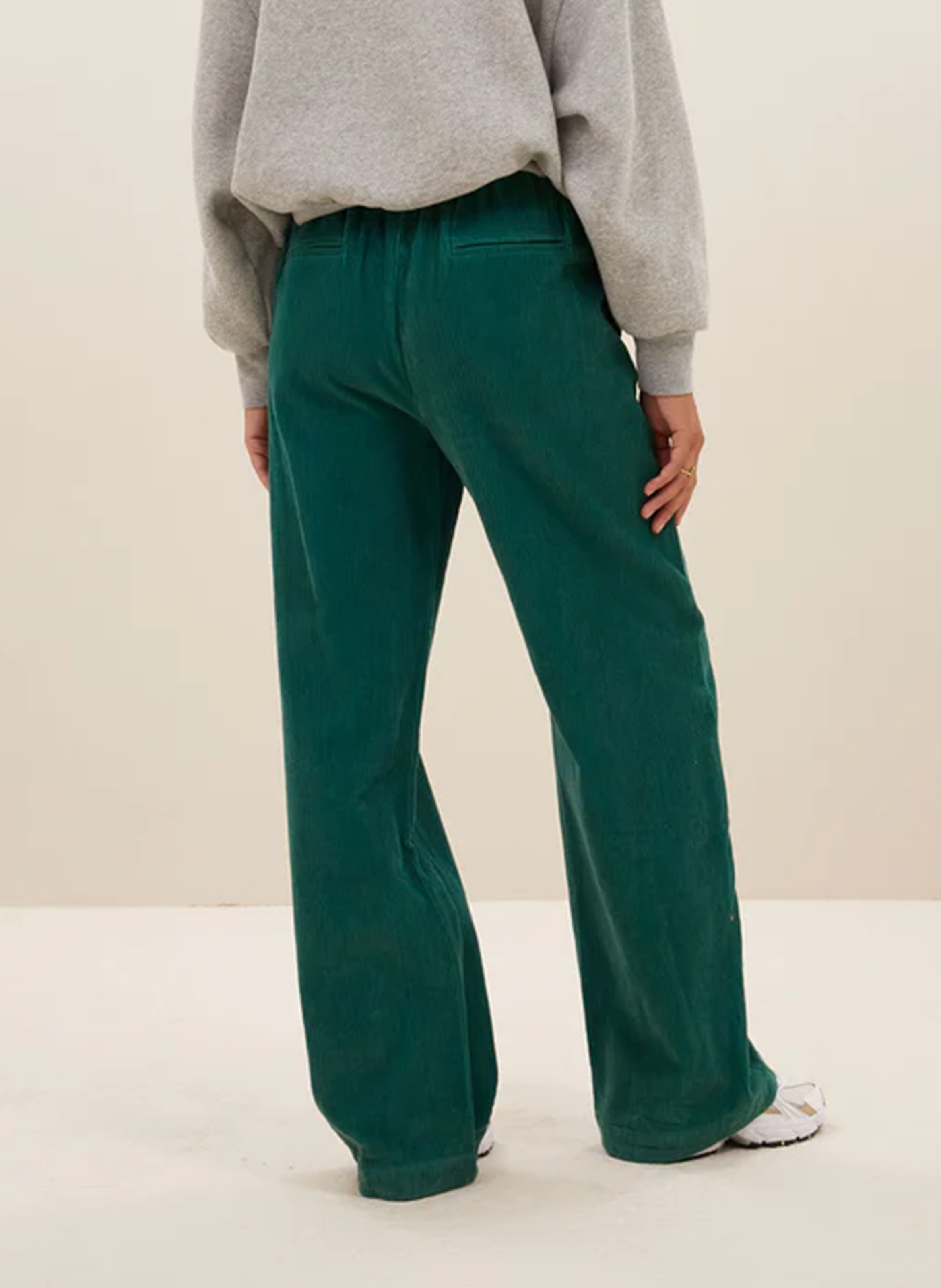 Pantalon droit velours côtelé en coton BY BAR Vert