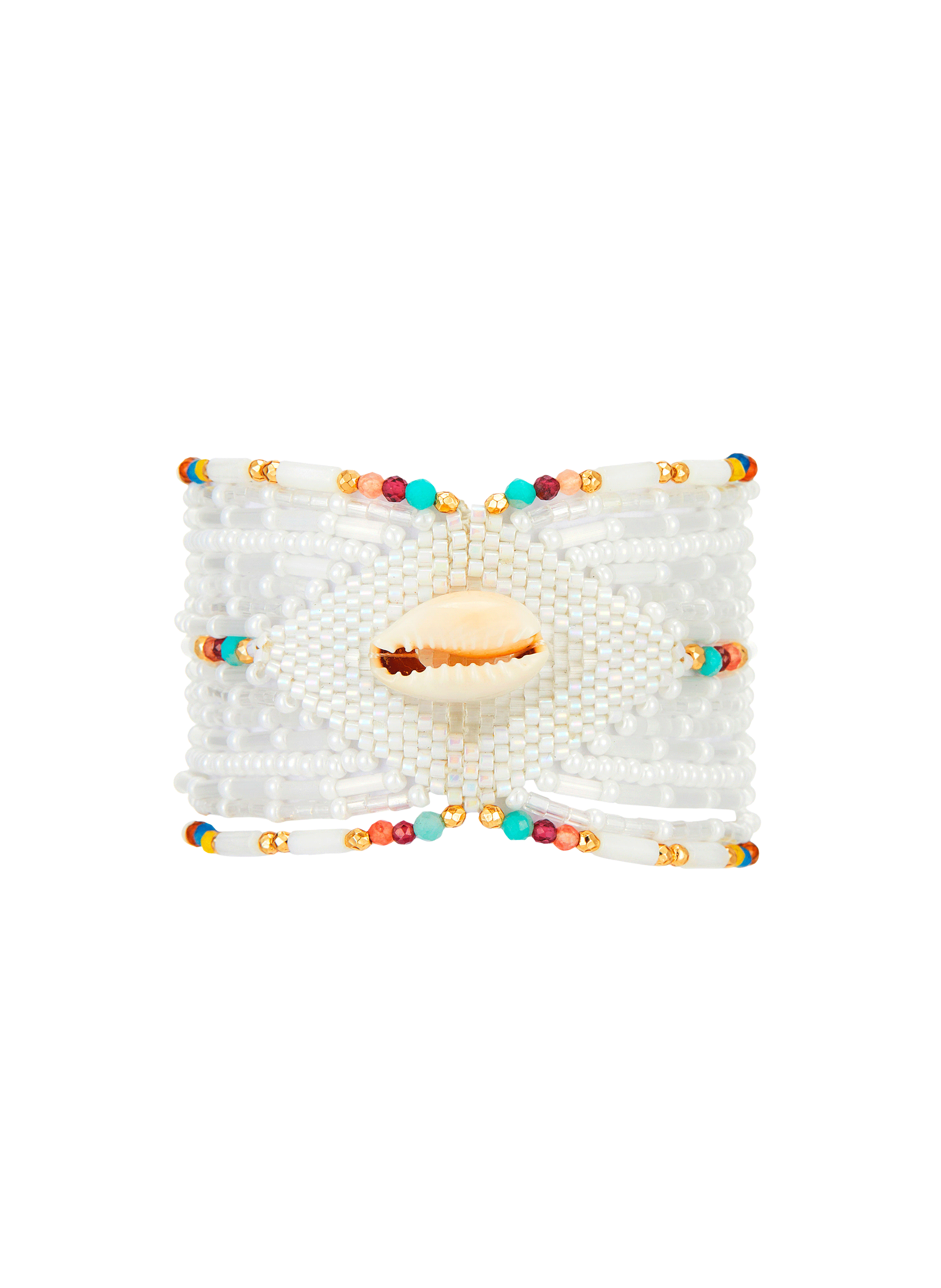 Multistrand bracelet with magnetic clasp and beads HIPANEMA White