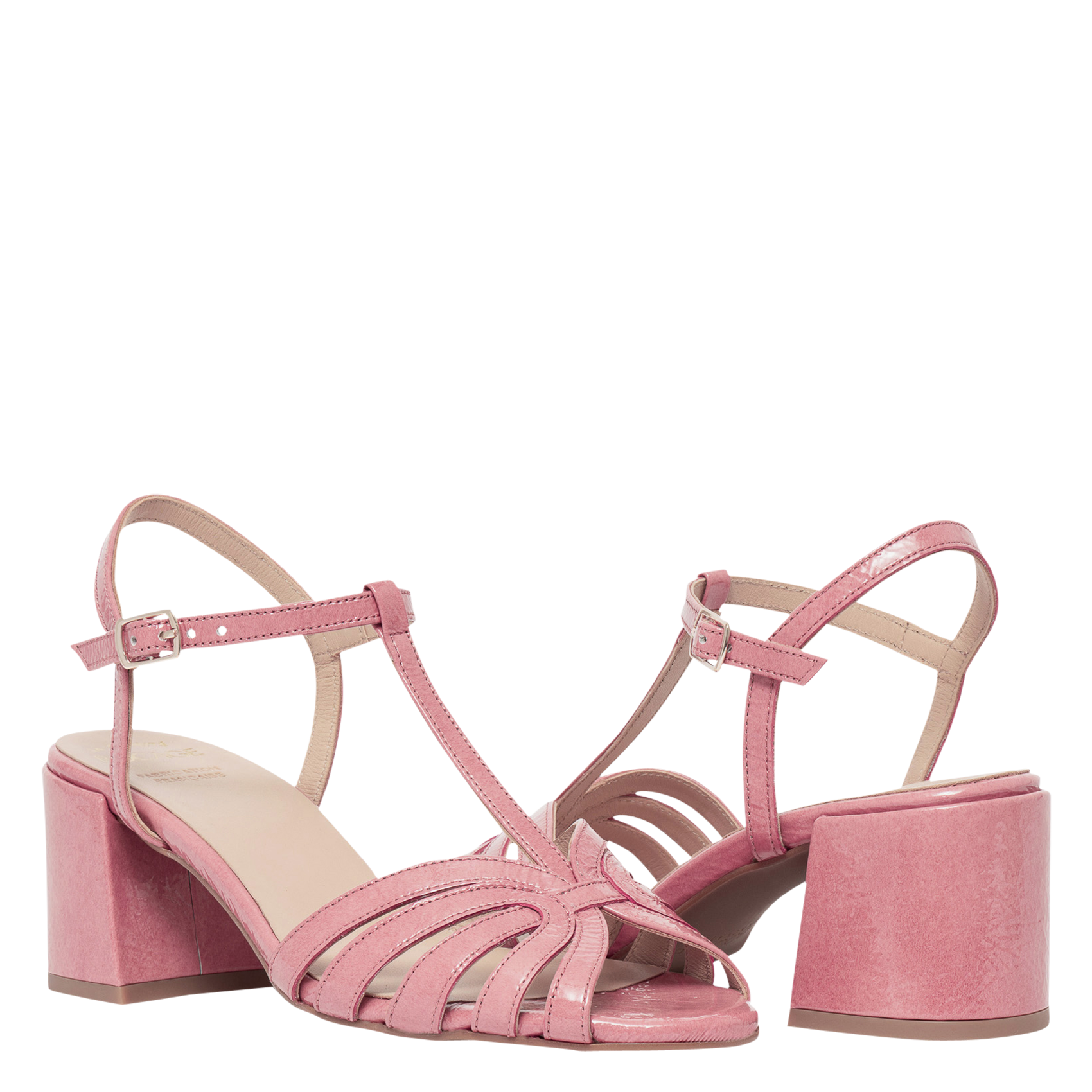Flat leather mules BOCAGE Pink