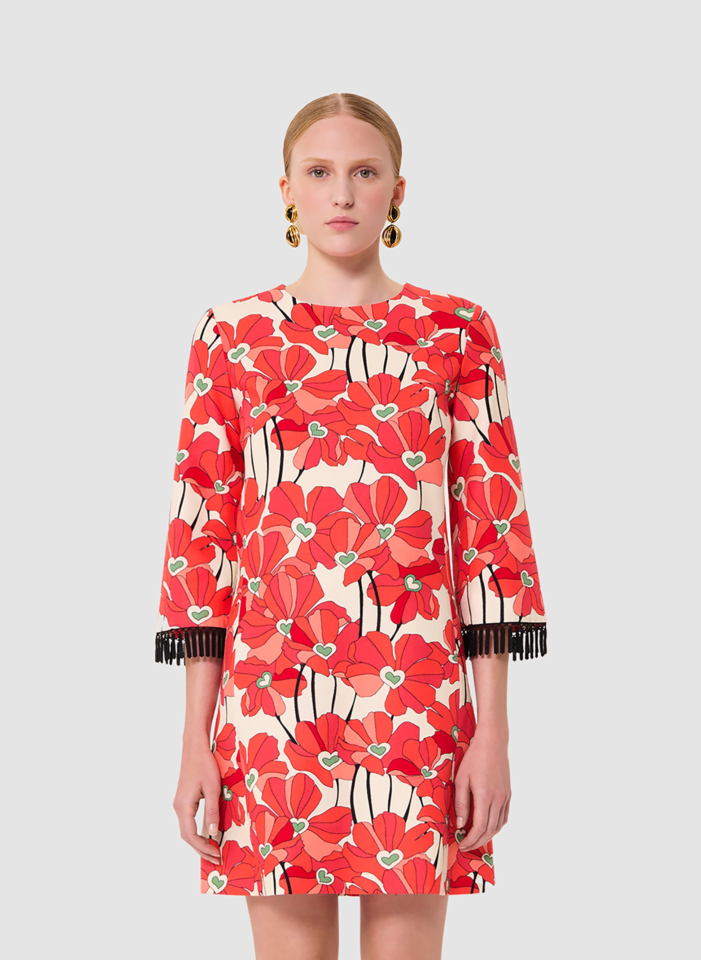 Robe courte en lin mélangé imprimé Rivanne Rouge Tara jarmon