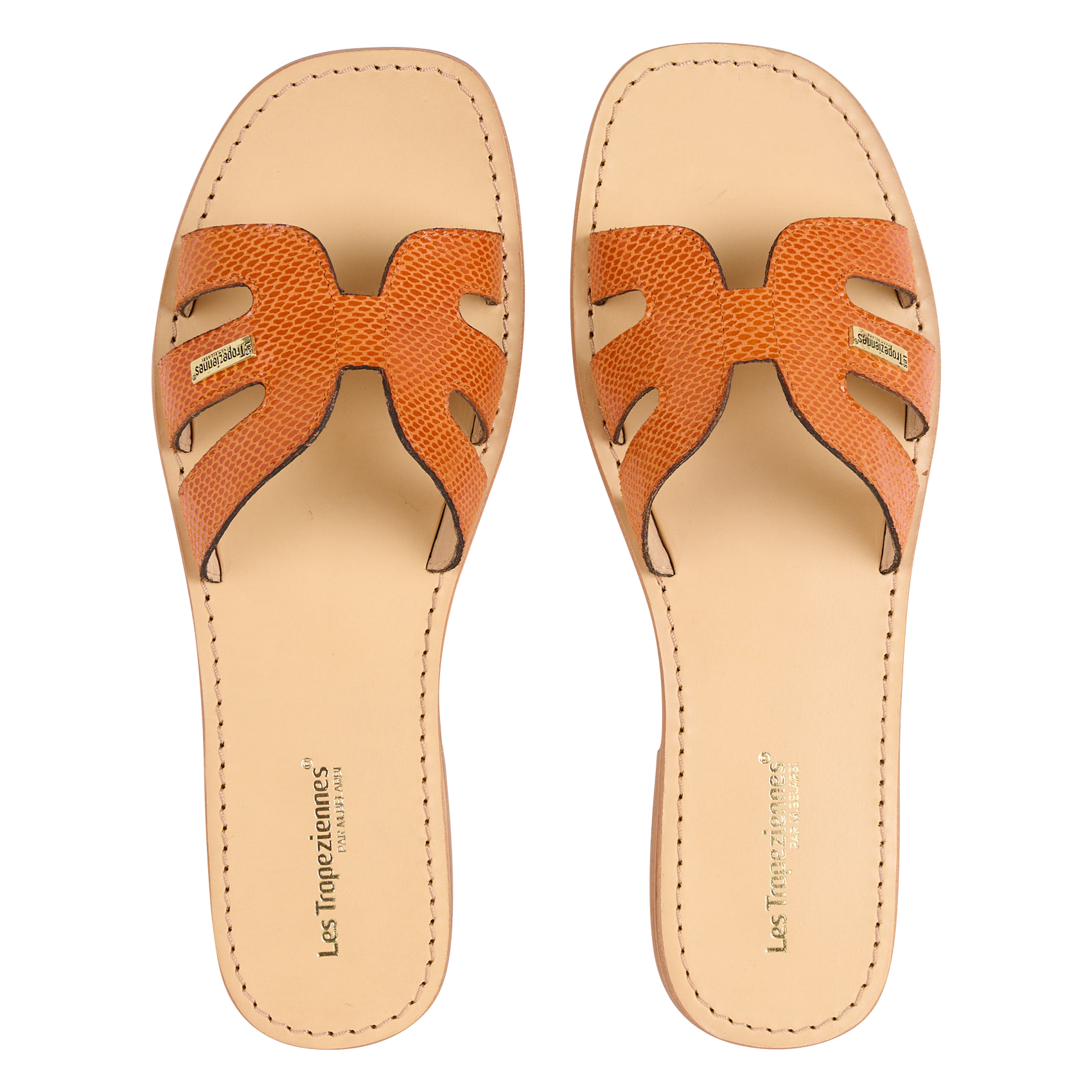 Aouda flat leather sandals LES TROPEZIENNES PAR M.BELARBI Orange