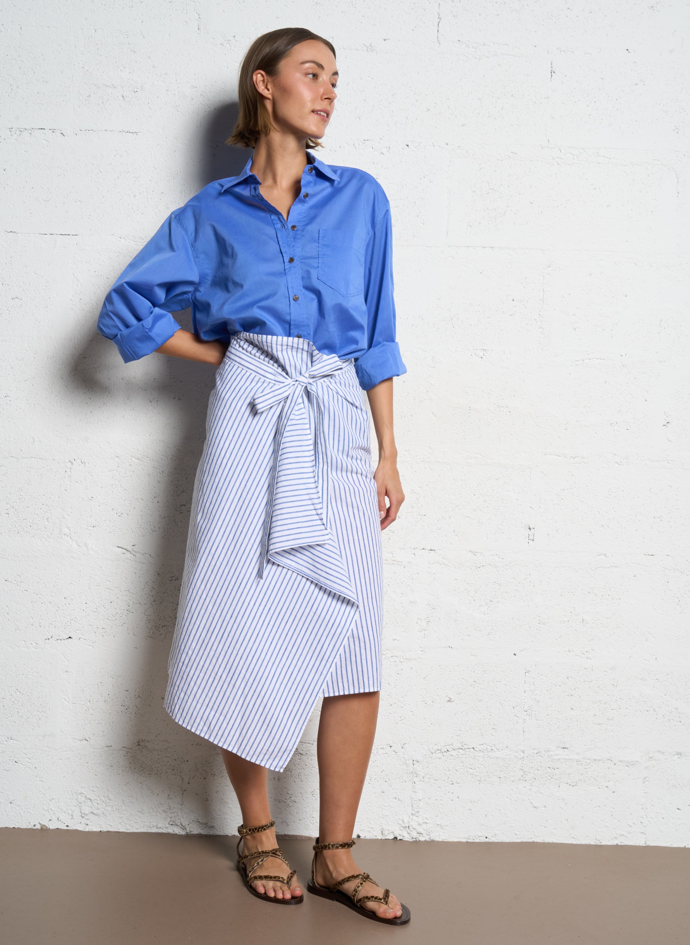 Jupe midi en coton mélangé imprimé DIEGA Blanc