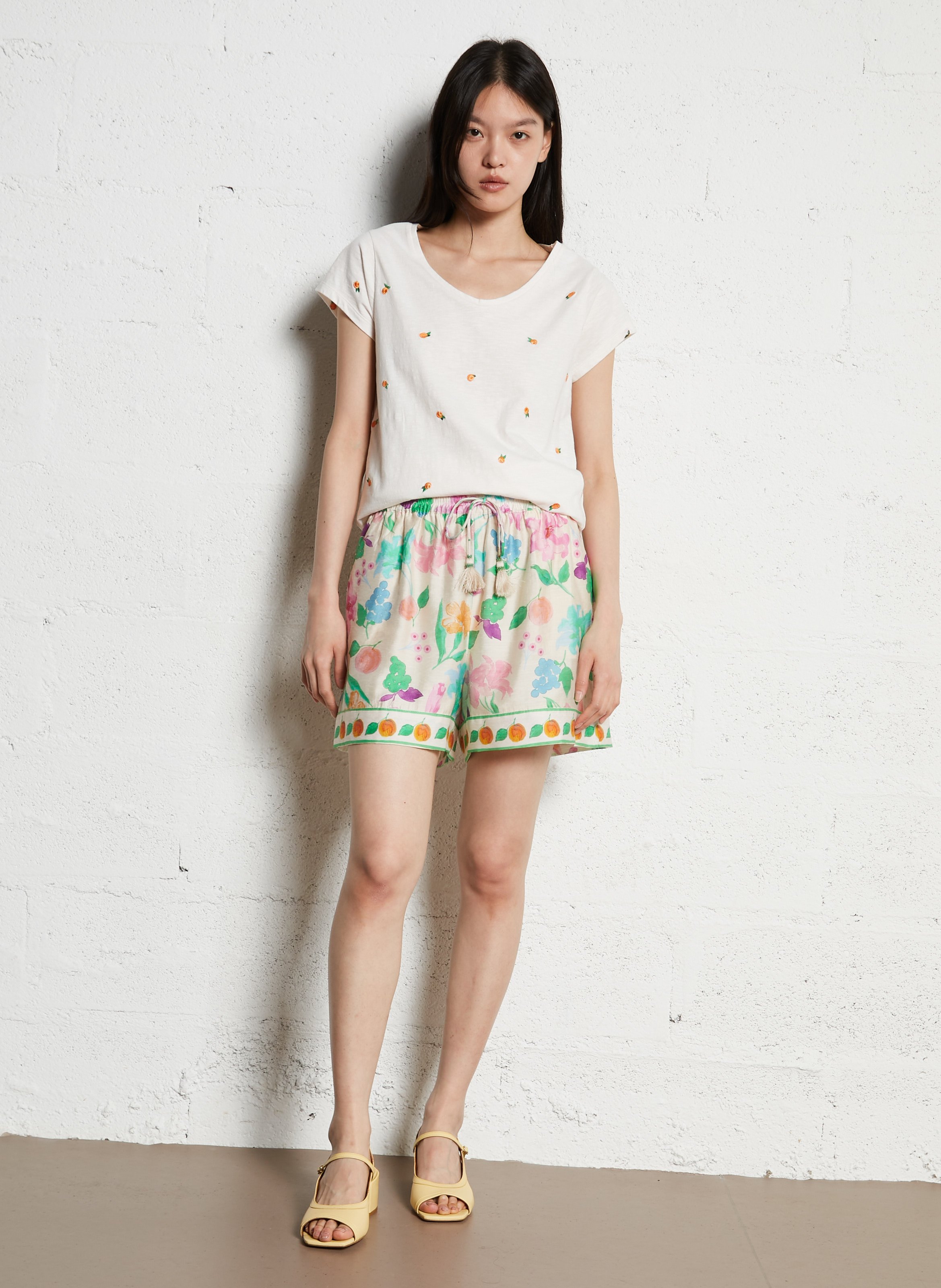 tee-shirt droit col rond en coton bio FABIENNE CHAPOT Blanc