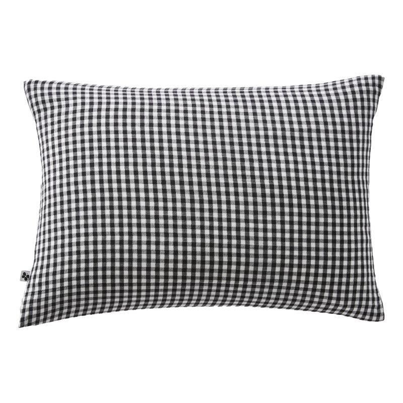 Cotton percale pillow case L'EFFET PAPILLON Black