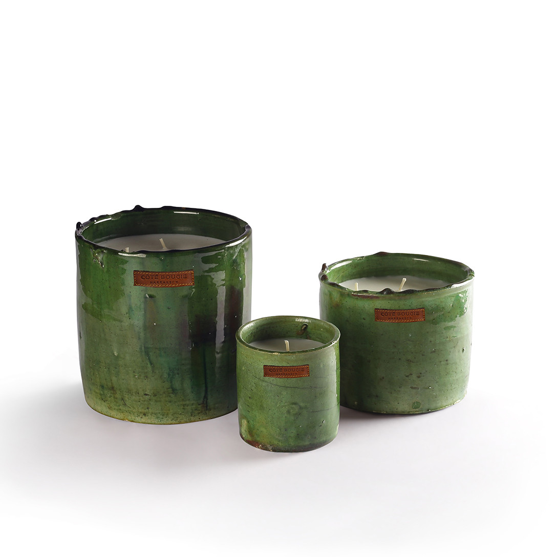 Bougie poterie tamegroute jaune COTE BOUGIE